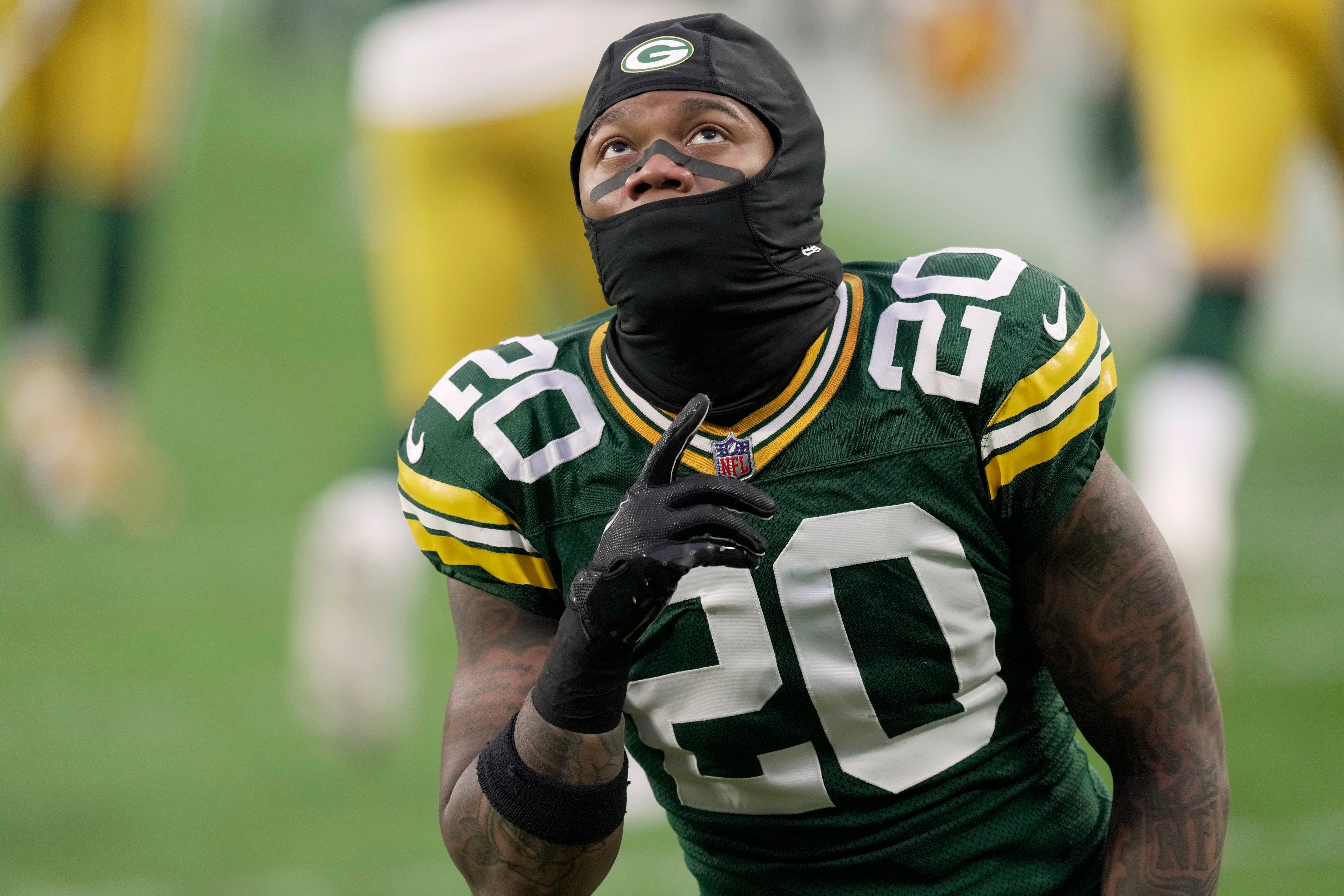 Green Bay Packers safety Javon Bullard (20) is shown before their game against the San Francisco 49ers Sunday, November 24, 2024 at Lambeau Field in Green Bay, Wisconsin.