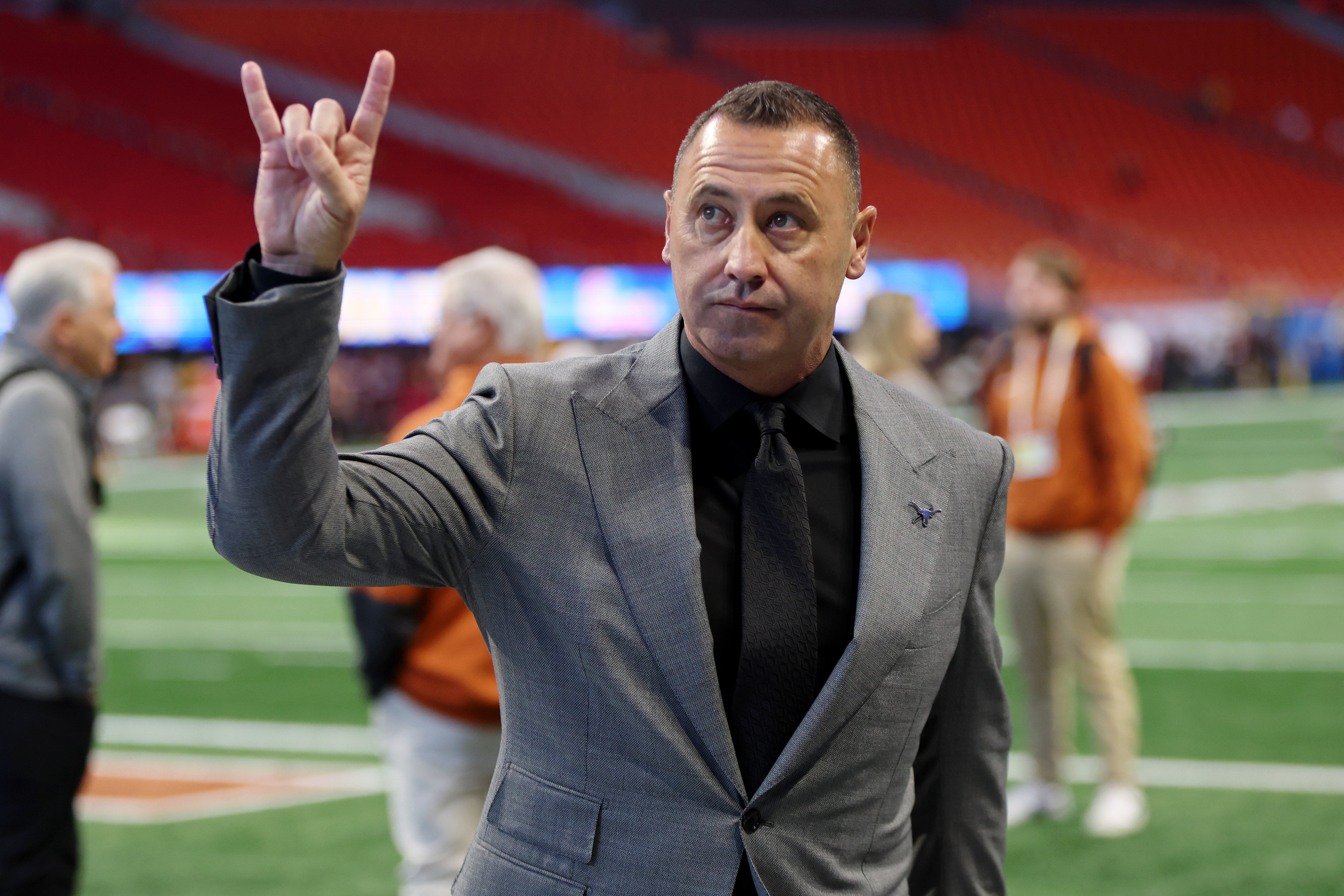 Jan 1, 2025; Atlanta, GA, USA; Texas Longhorns head coach Steve Sarkisian before the Peach Bowl at Mercedes-Benz Stadium.