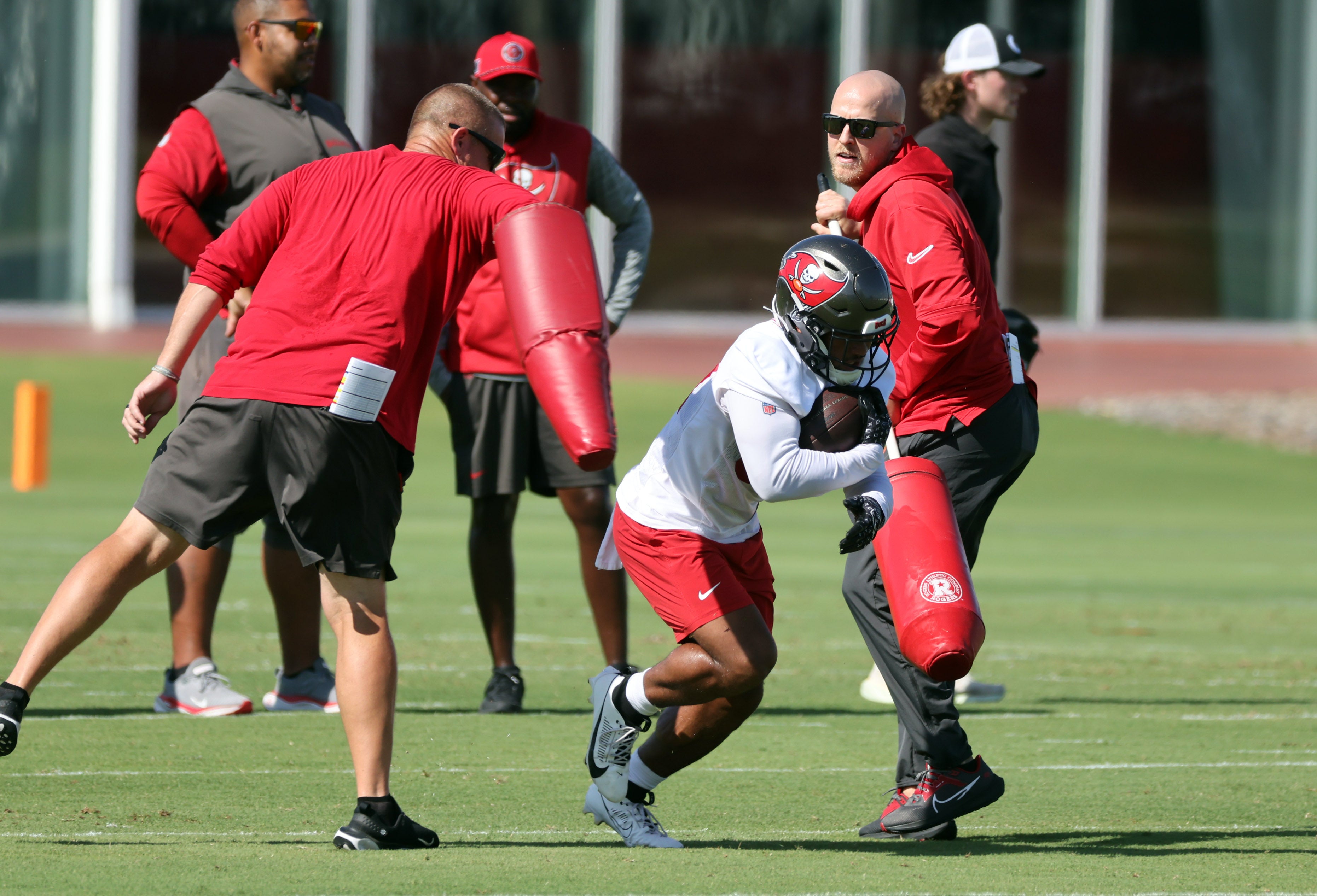 Tampa, FL, USA; Tampa Bay Buccaneers running back Josh Williams (37) works out at One Buc Place.