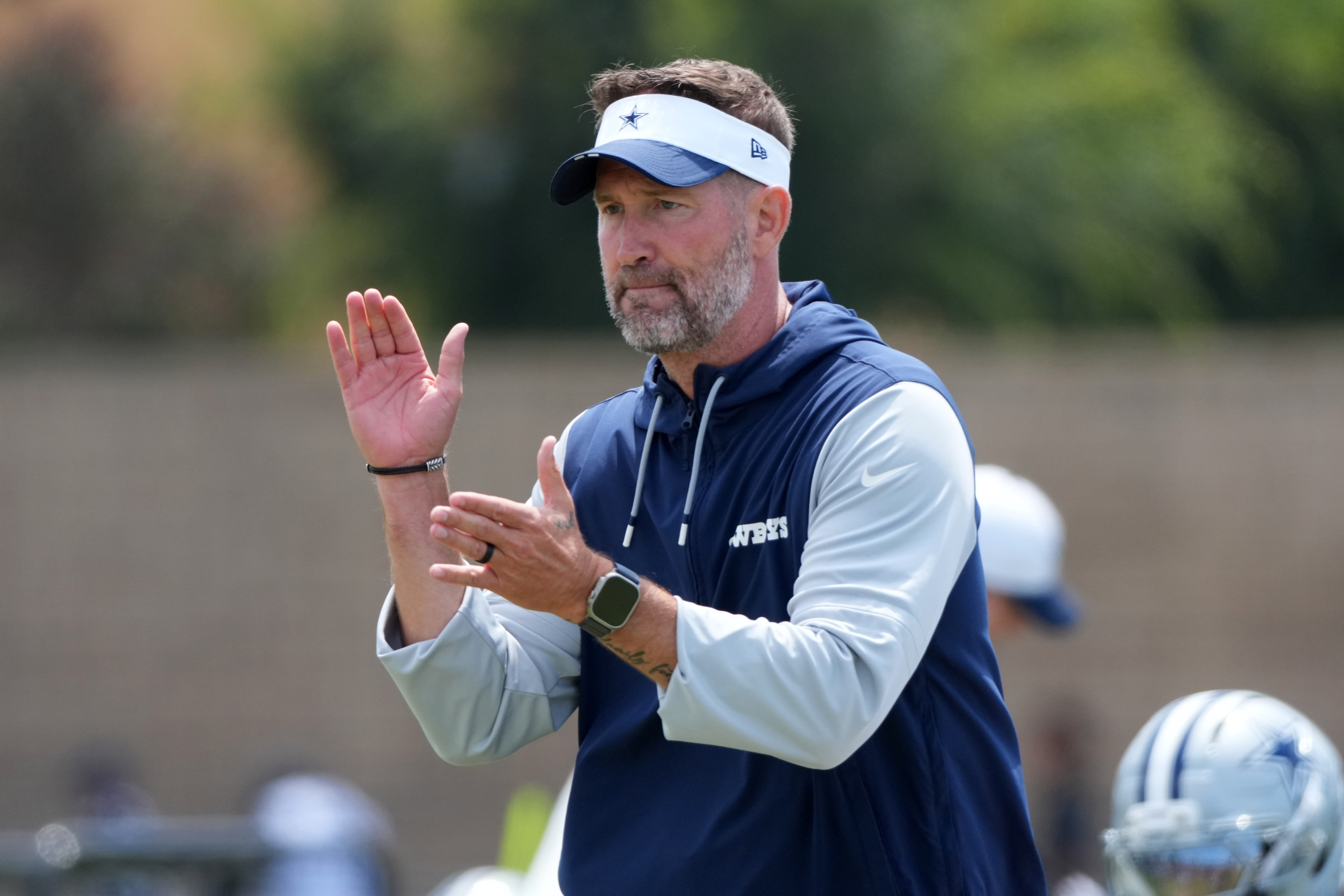 Dallas Cowboys coach Brian Schottenheimer at training camp at the River Ridge Fields.