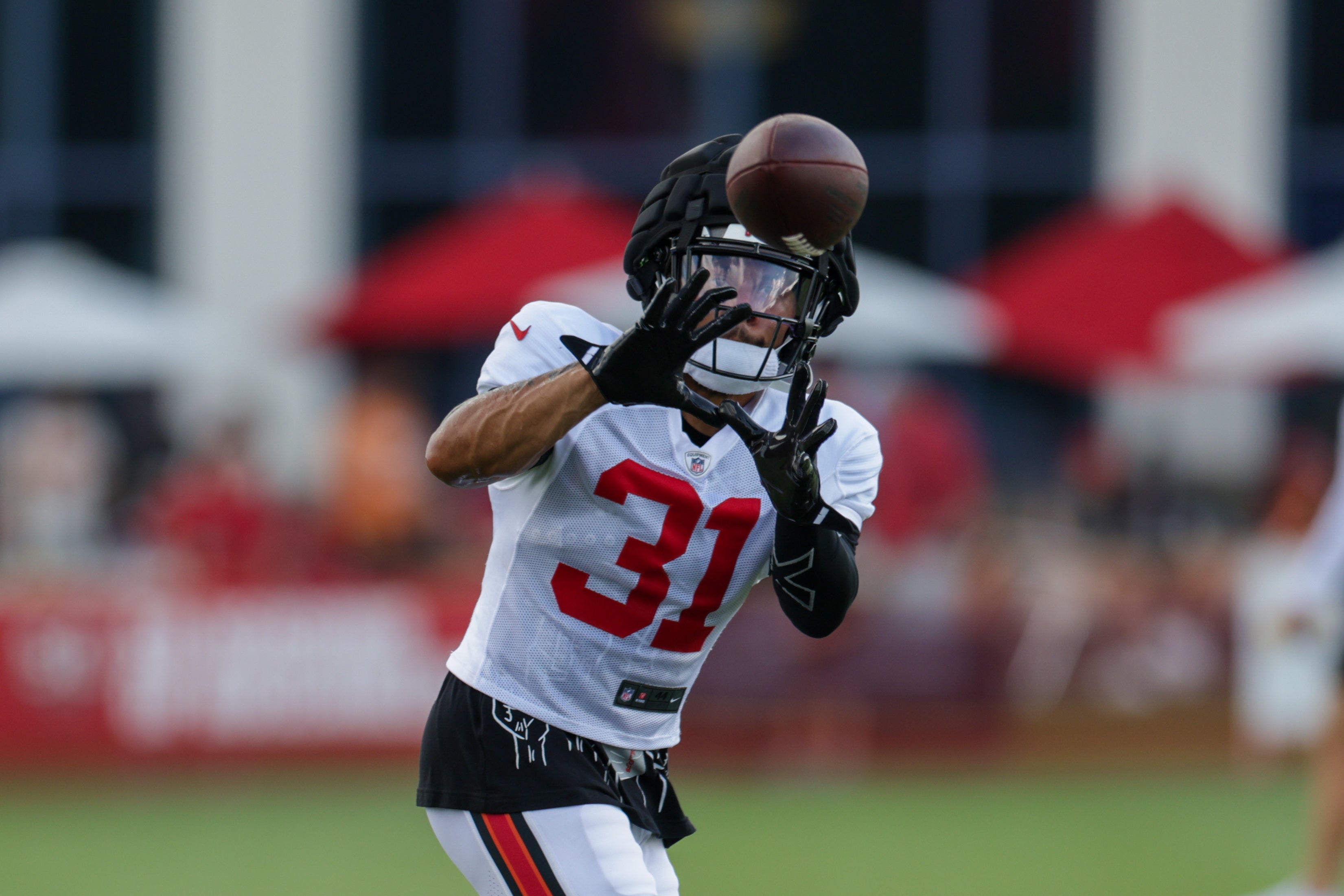 Aug 1, 2025; Tampa, FL, USA; Tampa Bay Buccaneers safety Antoine Winfield Jr. (31) participates in training camp at AdventHealth Training Center.