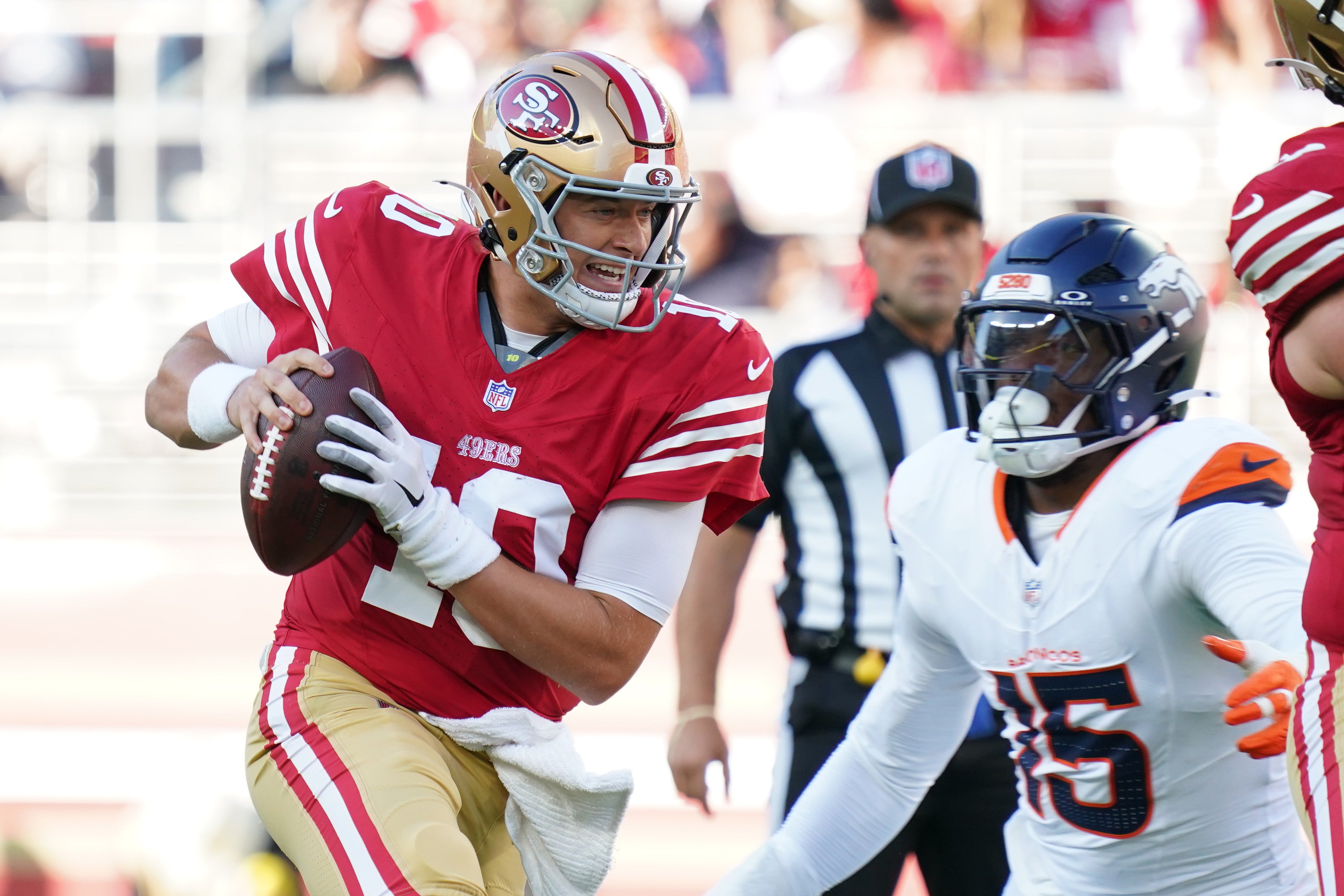 Denver Broncos star Nik Bonitto rushes the QB during first preseason win against San Francisco 49ers