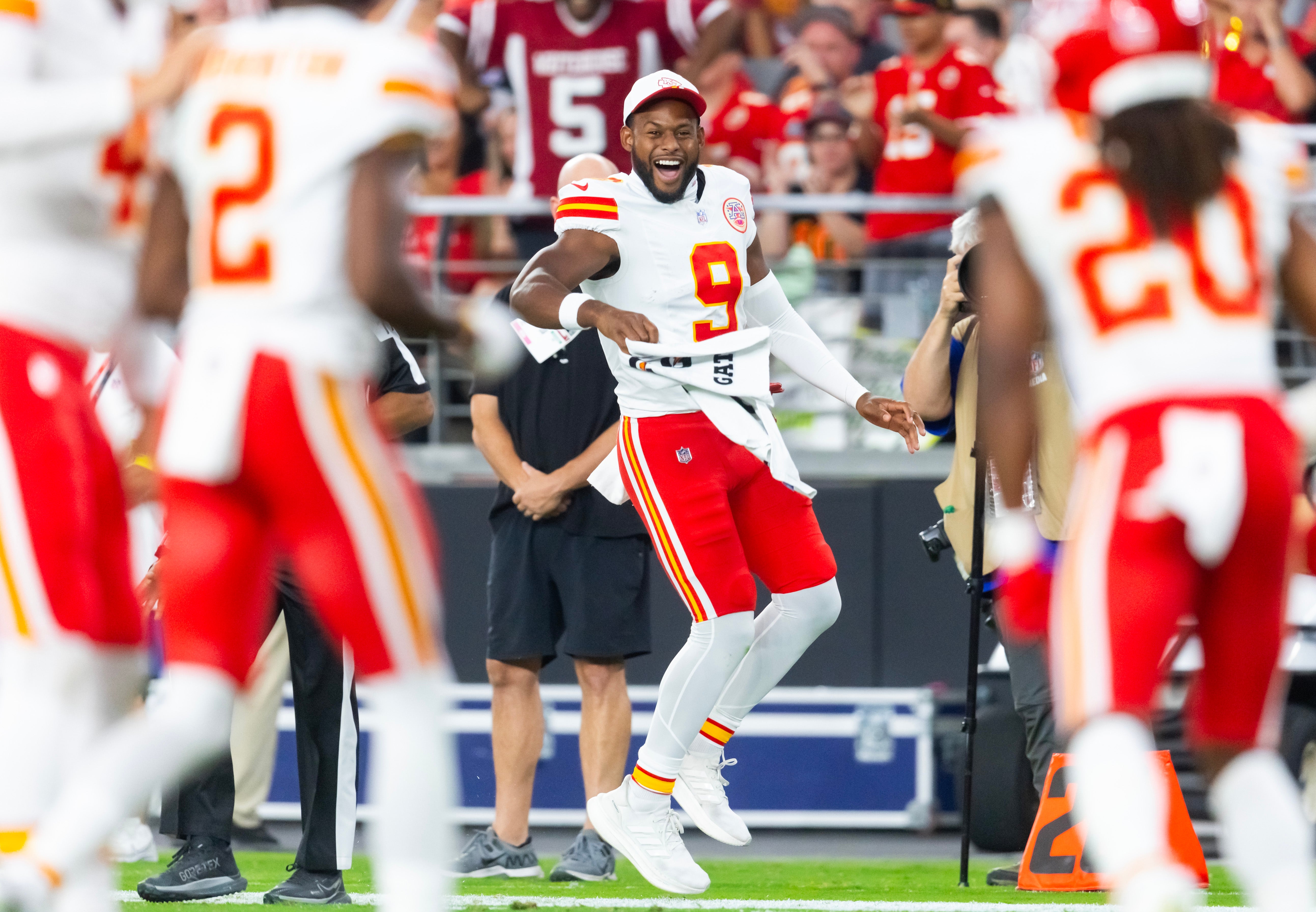 Kansas City Chiefs wide receiver JuJu Smith-Schuster (9) against the Arizona Cardinals during a preseason NFL game