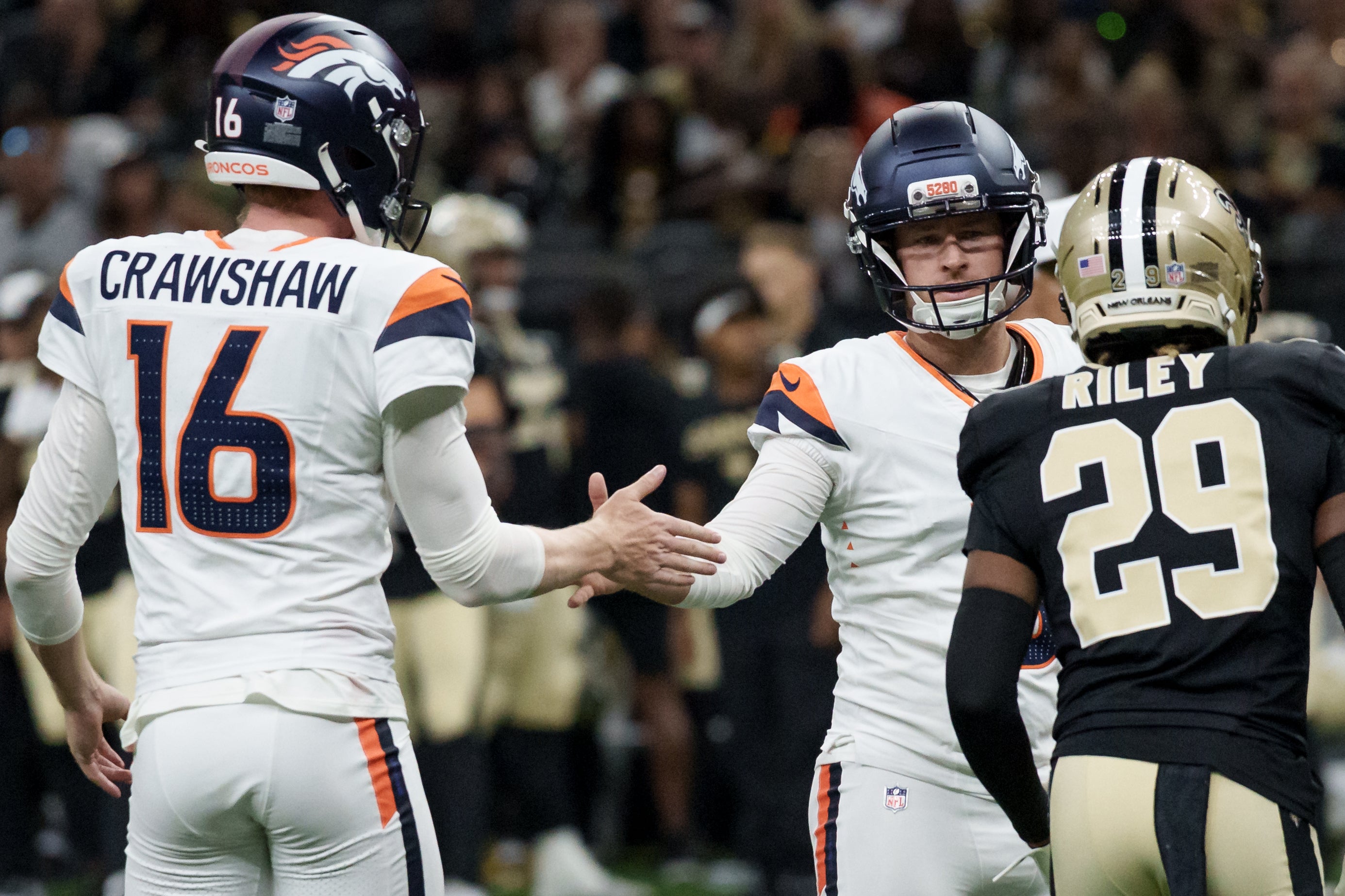 Denver Broncos punter Jeremy Crawshaw during preseason win against the New Orleans Saints