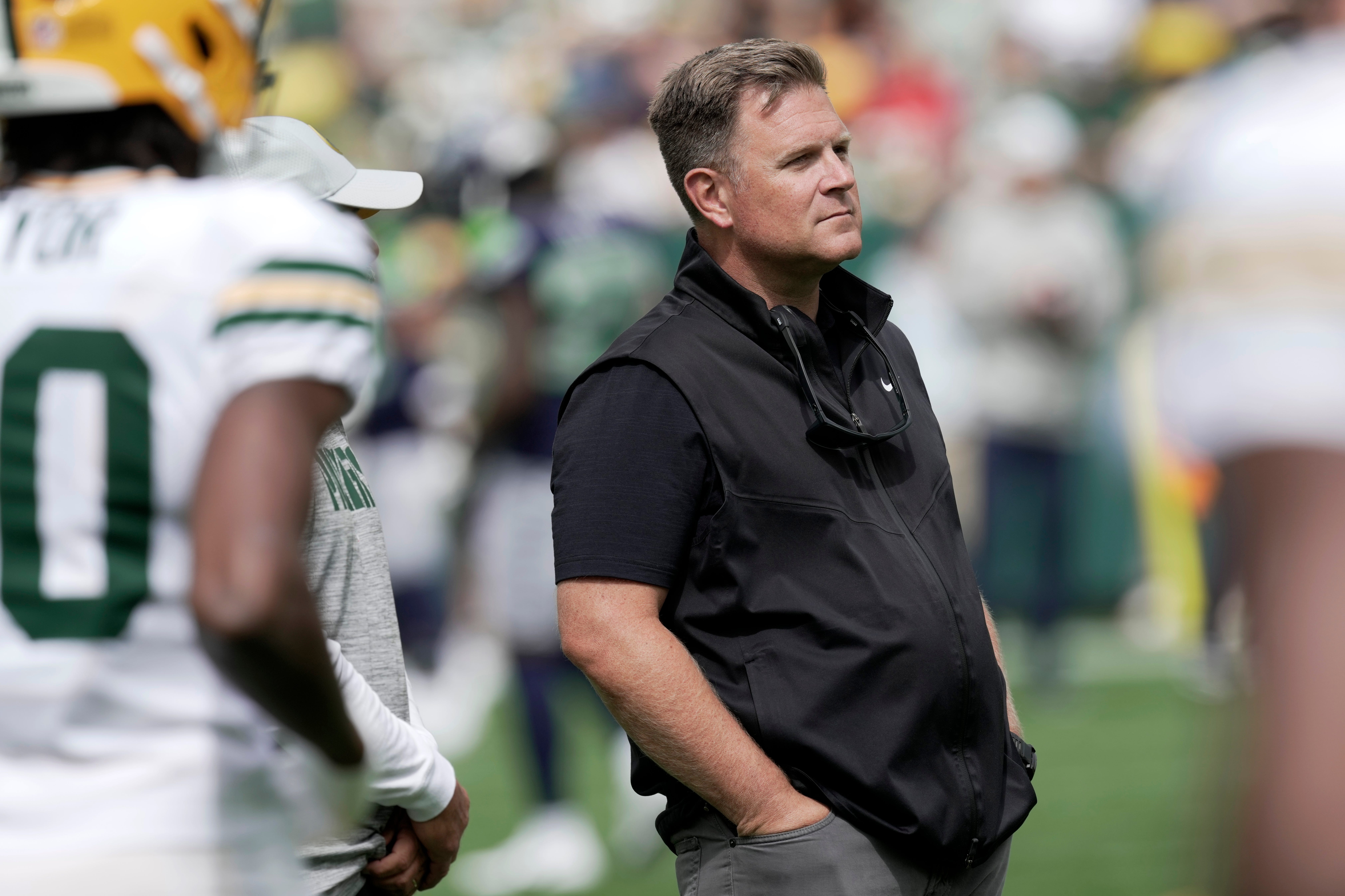 Green Bay Packers general manager Brian Gutekunst is shown before their preseason game against there Seattle Seahawks Saturday, August 23, 2025 at Lambeau Field in Green Bay, Wisconsin.