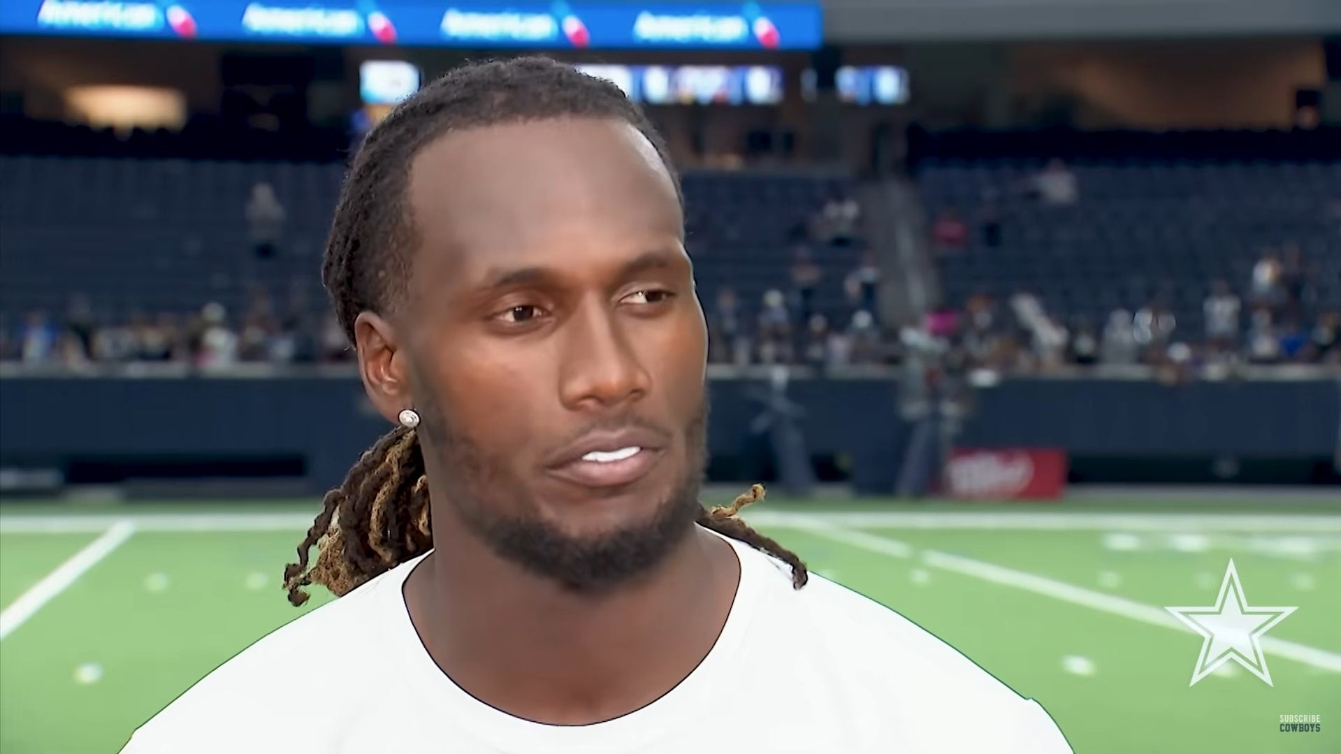 Dallas Cowboys QB Joe Milton talks to reporters ahead of preseason finale vs. Falcons.