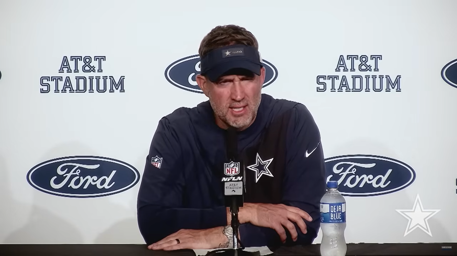 Dallas Cowboys head coach Brian Schottenheimer talks to reporters following tie to Green Bay Packers.