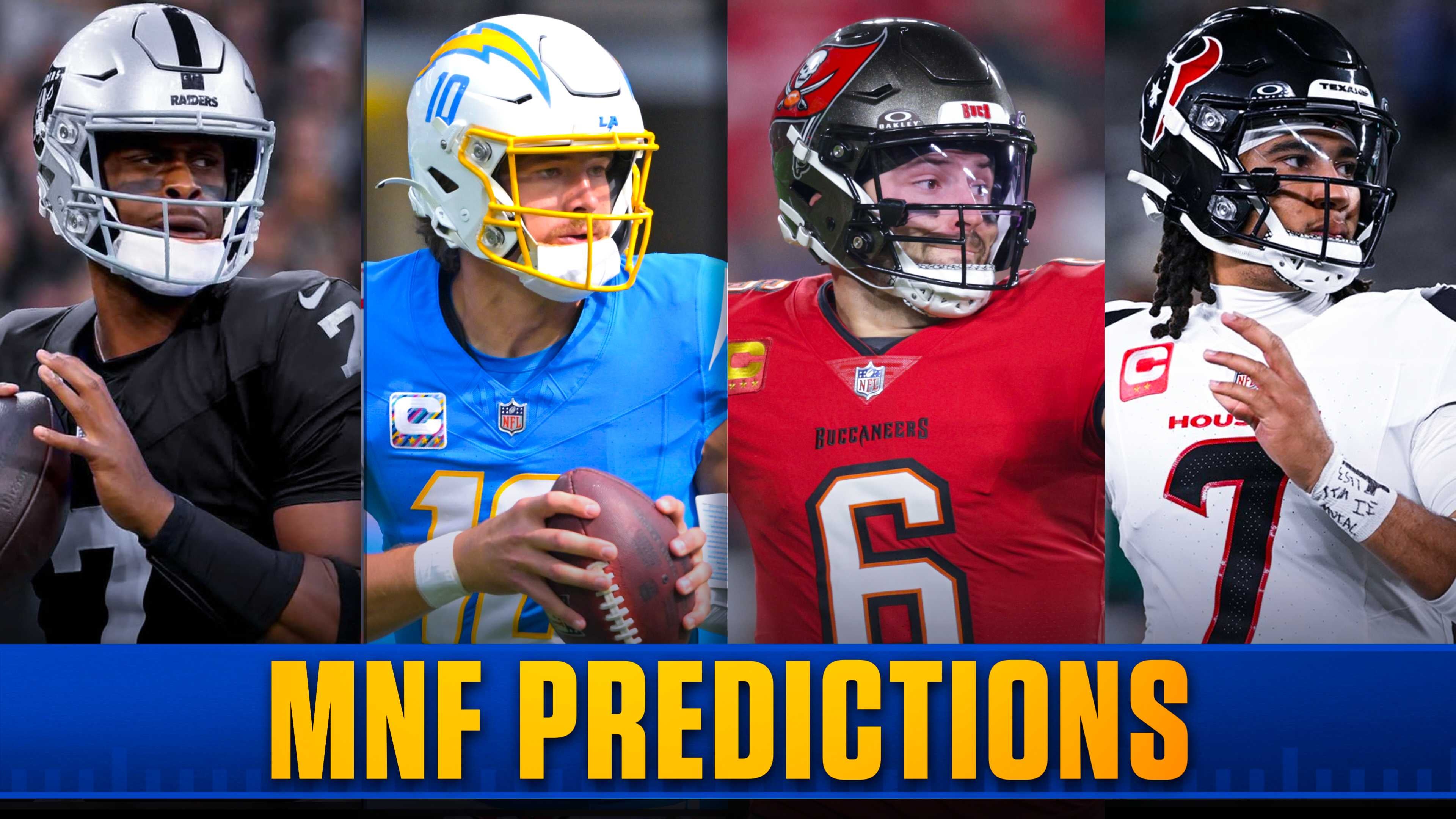 Raiders QB Geno Smith, Chargers QB Justin Herbert, Buccaneers QB Baker Mayfield, Texans QB C.J. Stroud