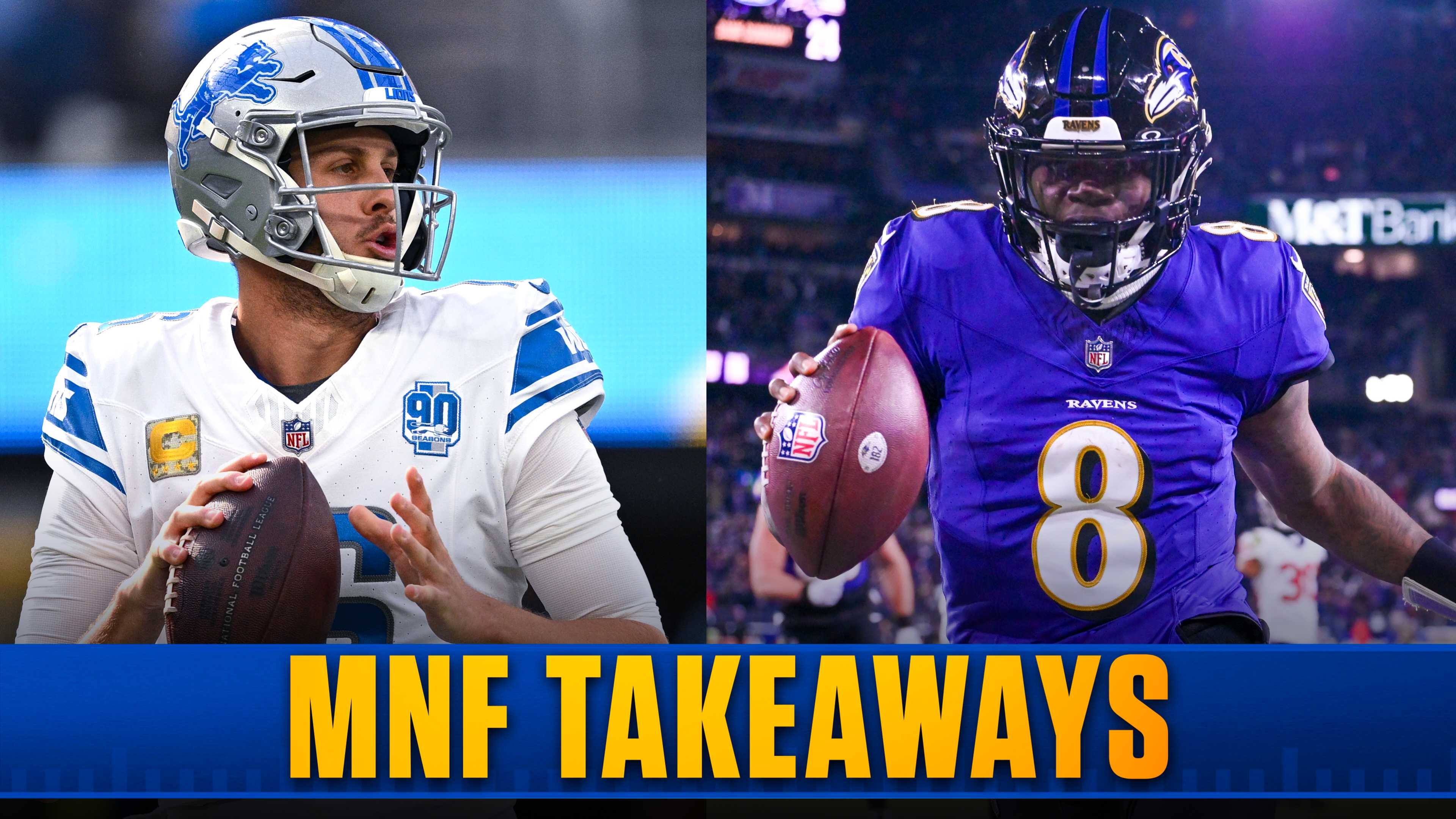Detroit Lions quarterback Jared Goff and Baltimore Ravens quarterback Lamar Jackson, A to Z Sports All-NFL newsletter takeaways from Monday Night Football