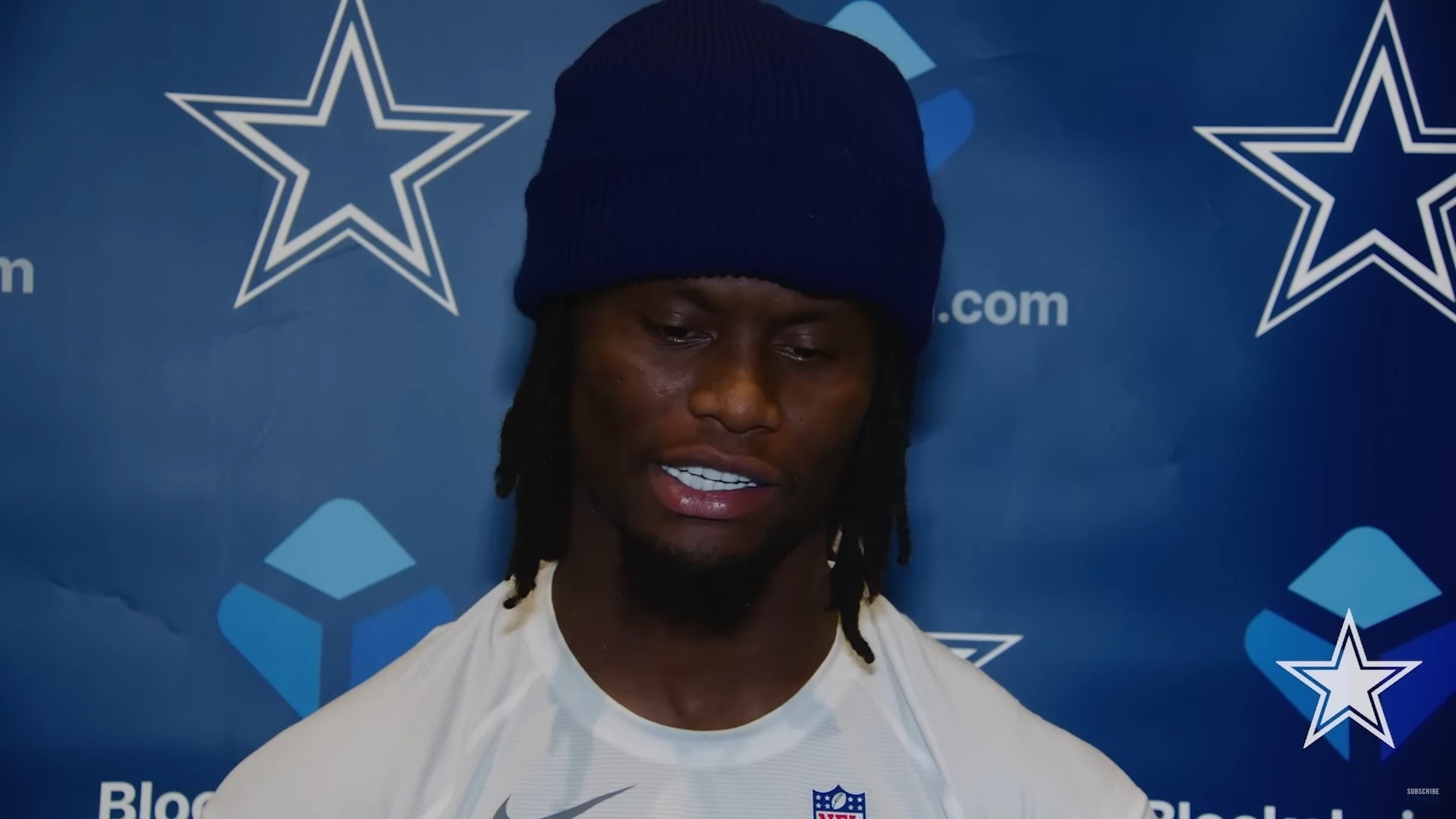 Dallas Cowboys WR George Pickens talks to reporters ahead of Week 1.