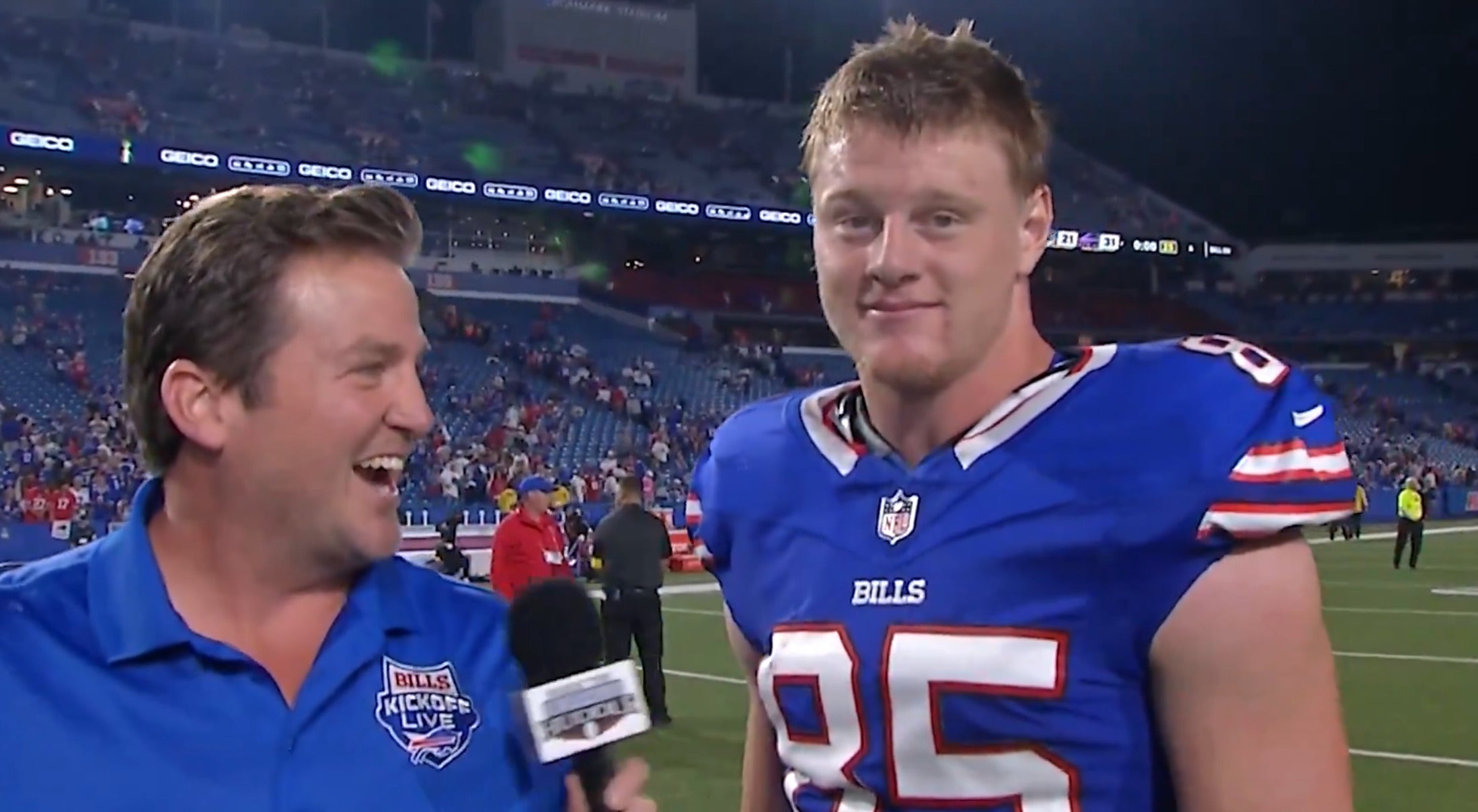 Buffalo Bills tight end Jackson Hawes talks to Josh Reed, WIVB sports director, about his first career touchdown and a special nickname he has for quarterback Josh Allen