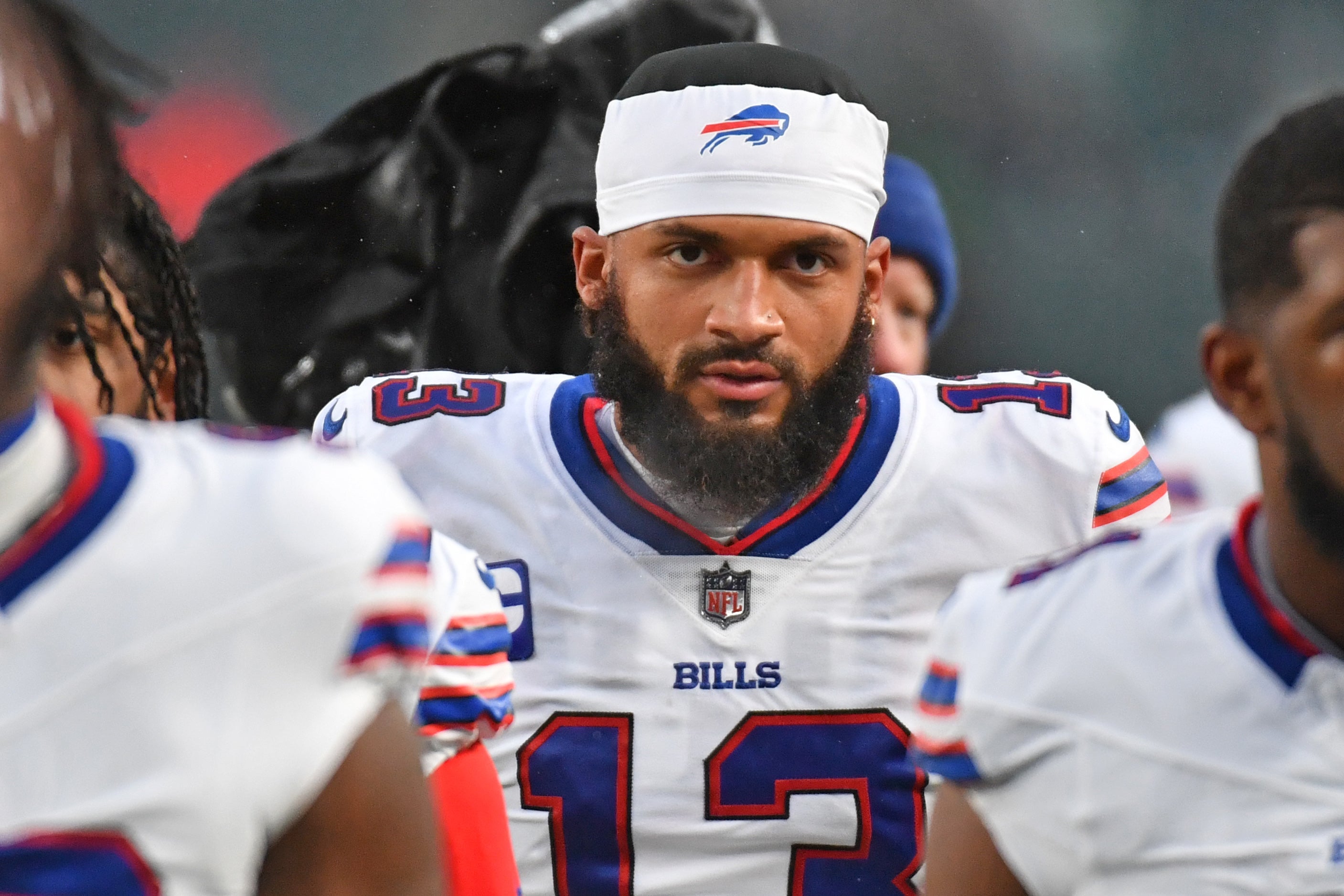 Nov 26, 2023; Philadelphia, Pennsylvania, USA; Buffalo Bills wide receiver Gabe Davis (13) against the Philadelphia Eagles at Lincoln Financial Field.