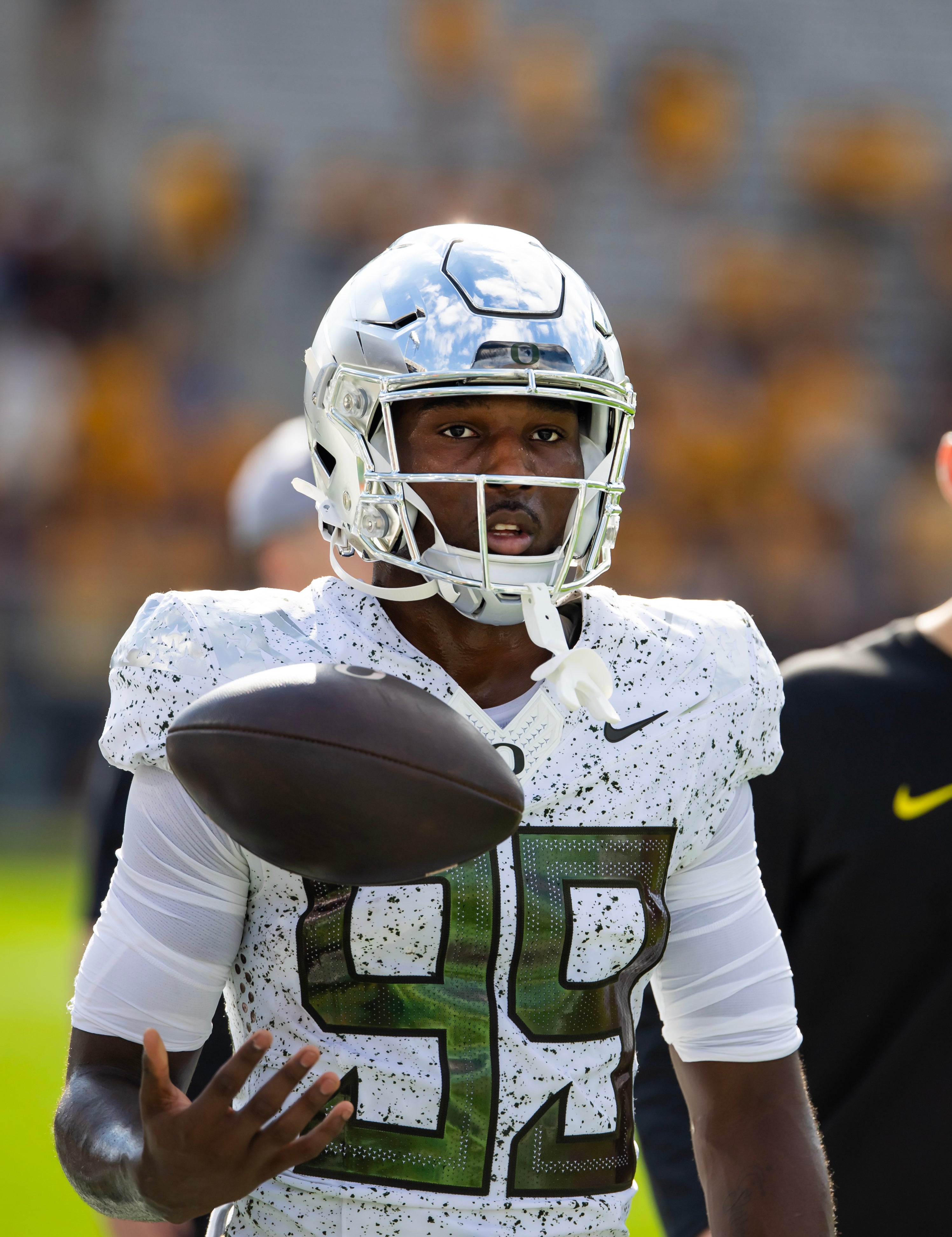 Nov 18, 2023; Tempe, Arizona, USA; Oregon Ducks wide receiver Jurrion Dickey (99) against the Arizona State Sun Devils at Mountain America Stadium. Mandatory Credit: Mark J. Rebilas-USA TODAY Sports