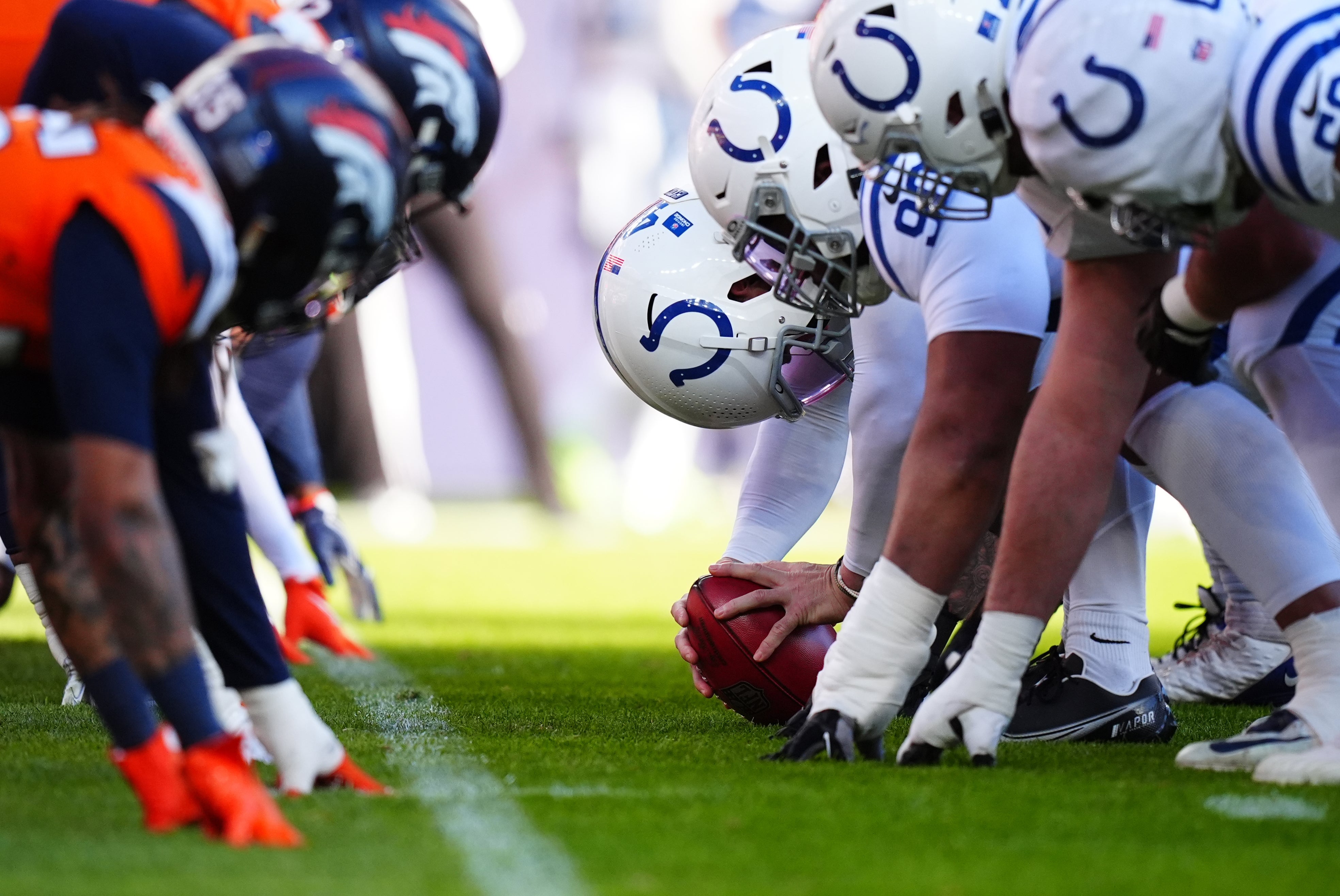 Colts lined up across the Broncos during their matchup in 2024