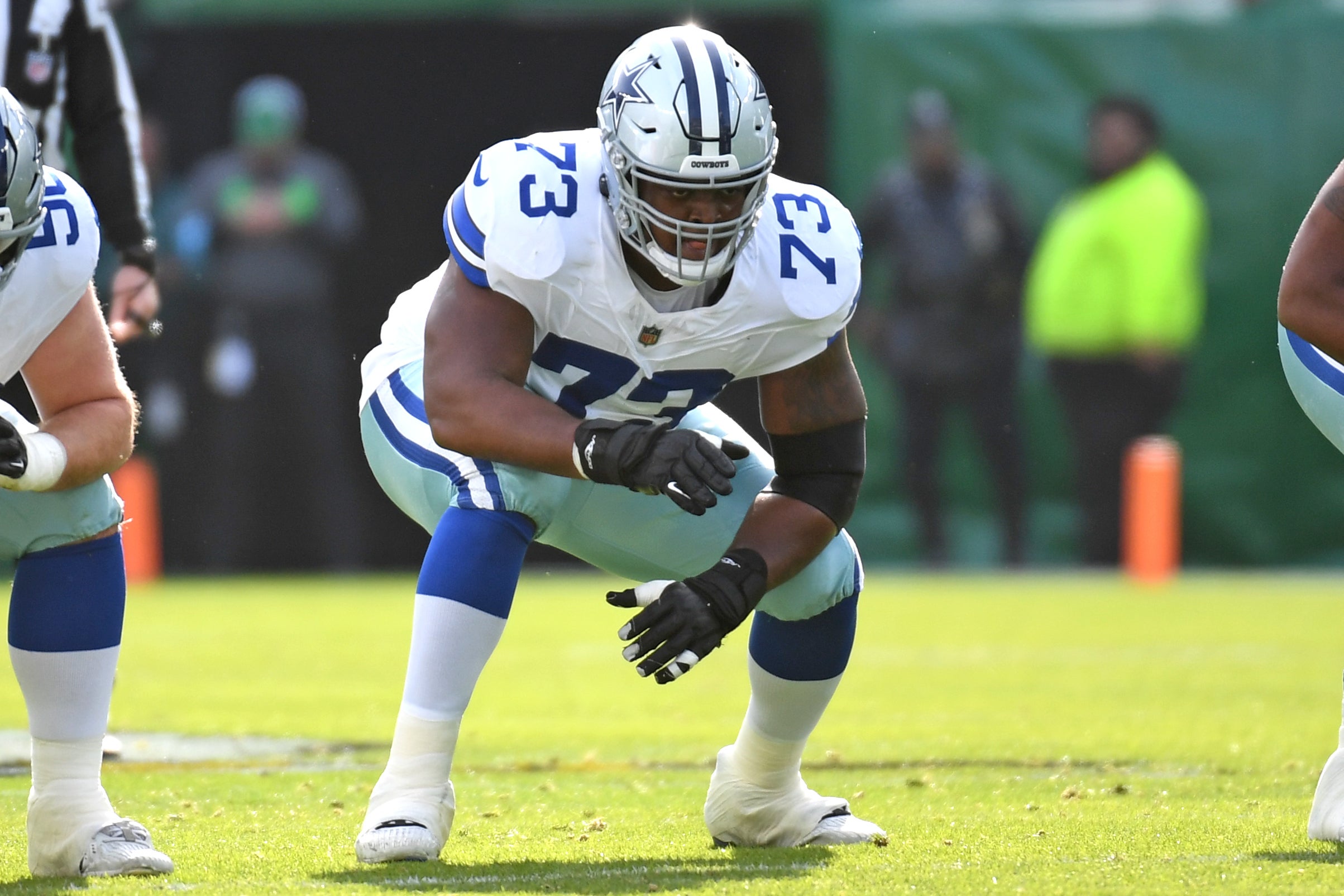 Dallas Cowboys offensive tackle Tyler Smith (73) against the Philadelphia Eagles at Lincoln Financial Field.