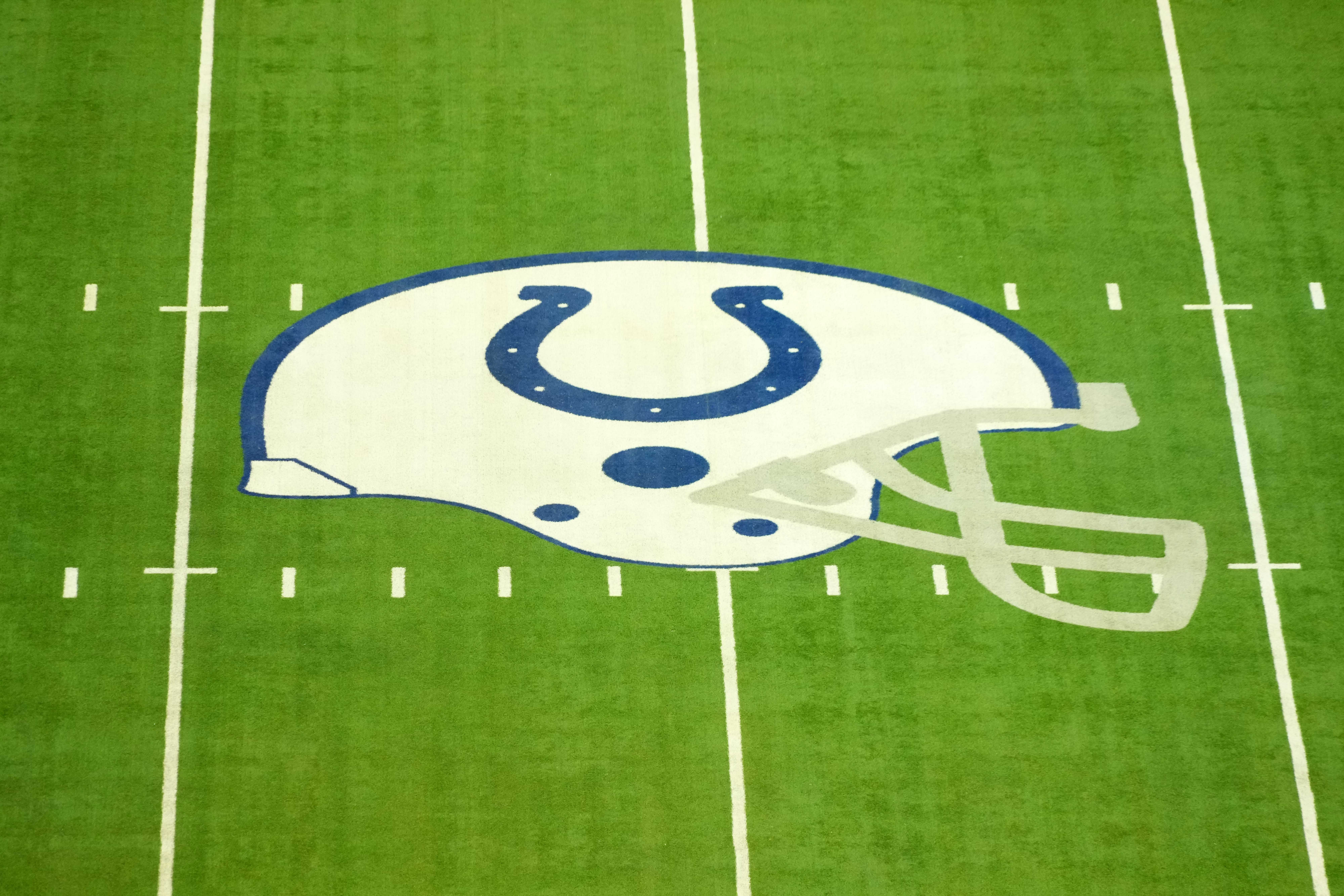 Colts helmet logo seen at midfield