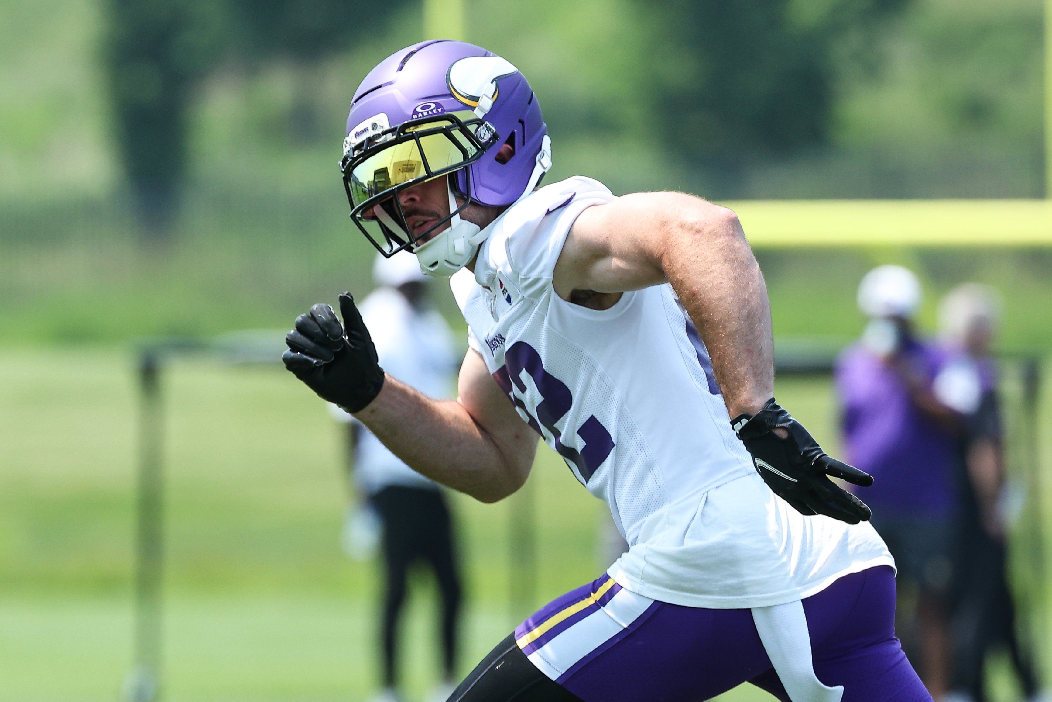 Jun 10, 2025; Minneapolis, MN, USA; Minnesota Vikings safety Harrison Smith (22) practices during minicamp at the Minnesota Vikings Training Facility.