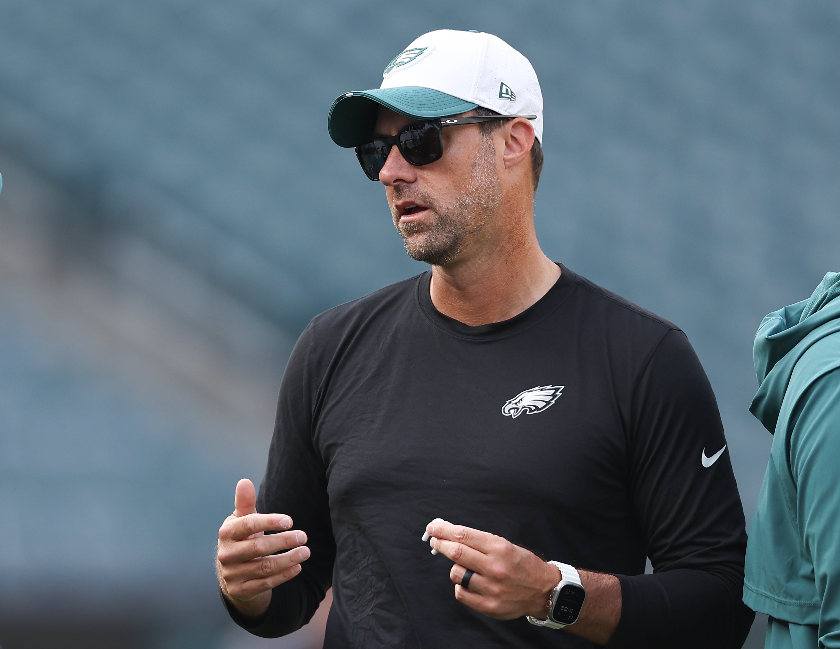 Philadelphia Eagles offensive coordinator Kevin Patullo before a game against the Cincinnati Bengals at Lincoln Financial Field. Bill Streicher-Imagn Images