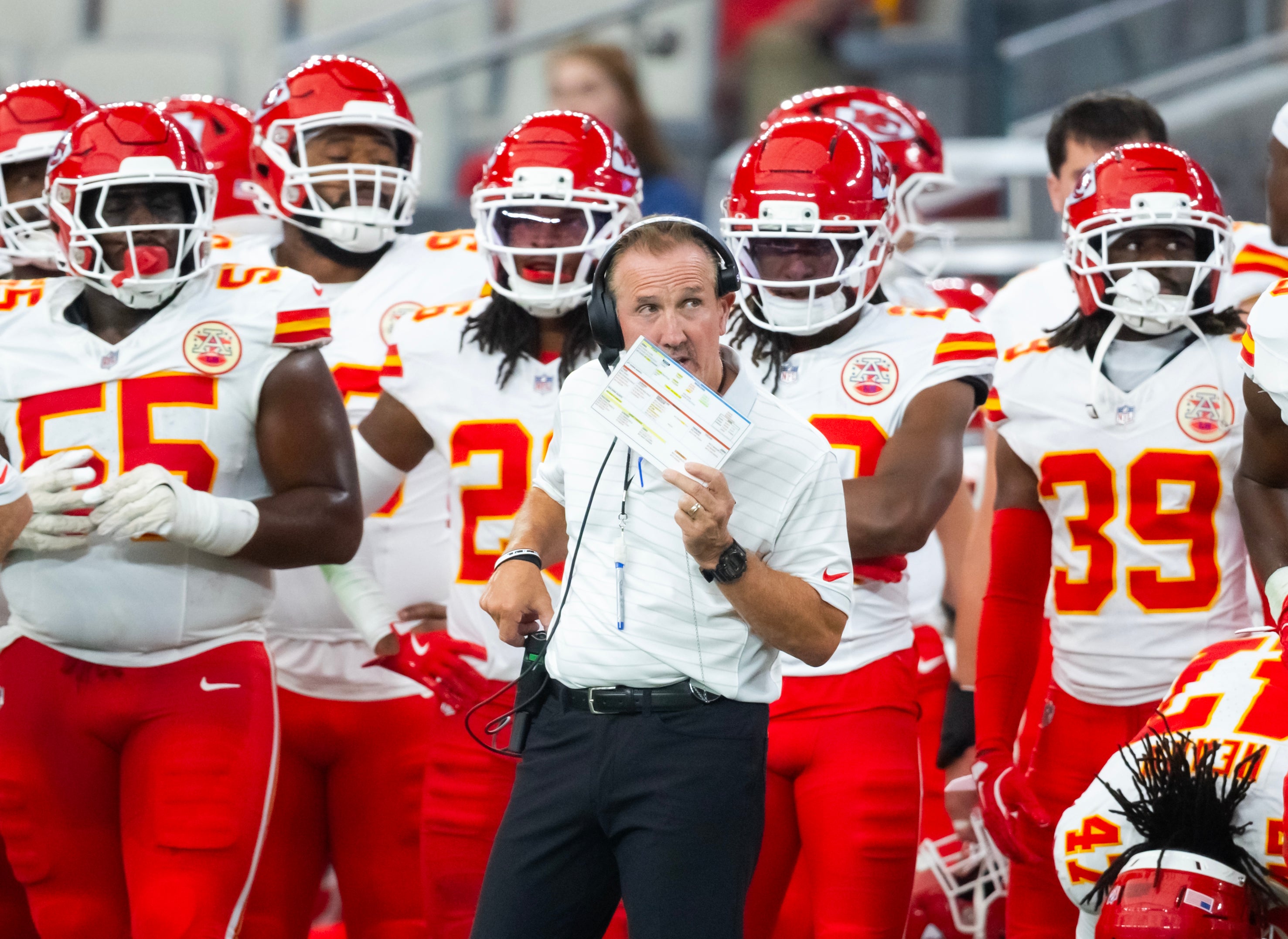 Kansas City Chiefs defensive coordinator Steve Spagnuolo against the Arizona Cardinals during a preseason NFL game