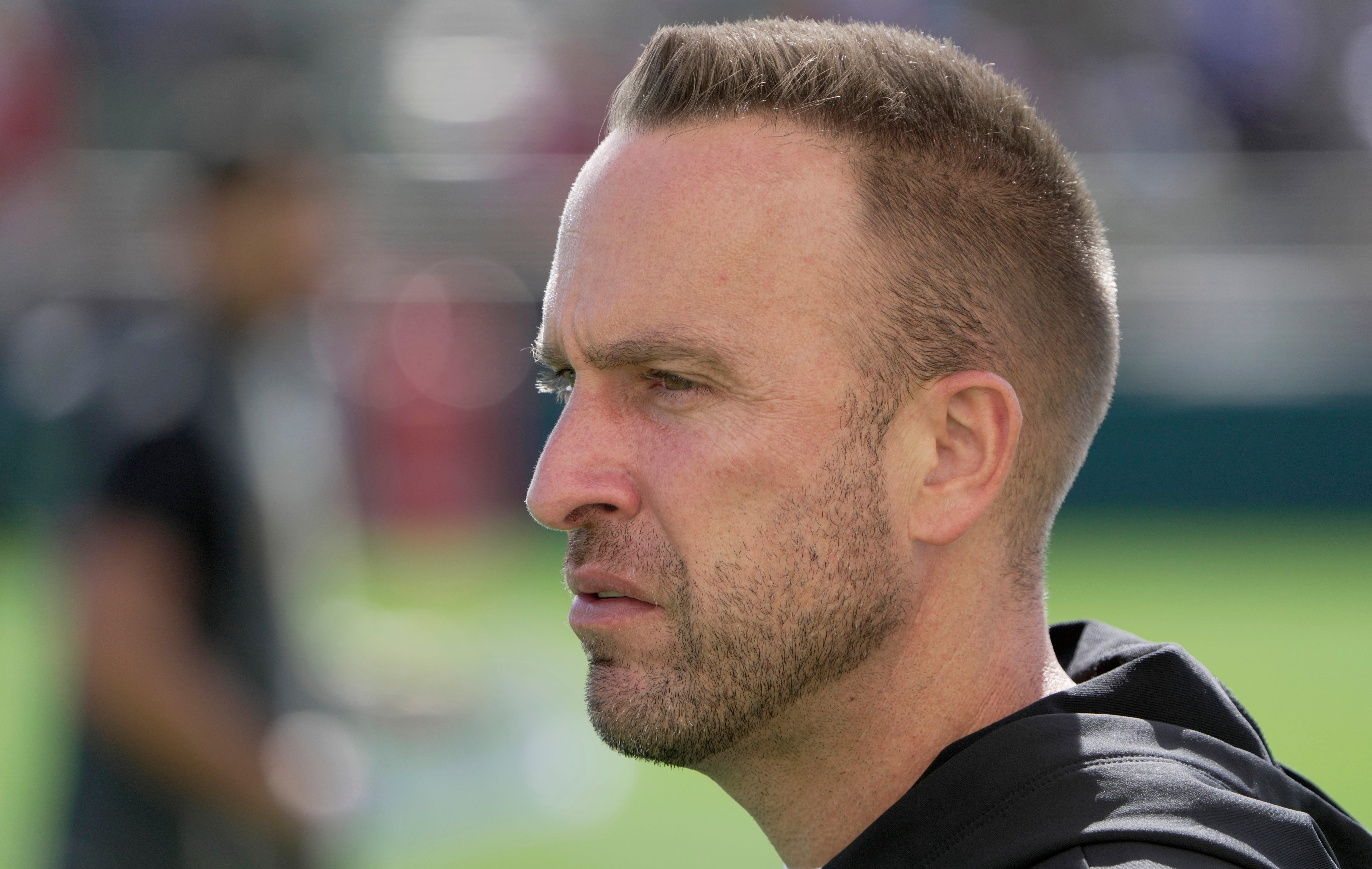 Green Bay Packers defensive coordinator Jeff Hafley is shown during a joint practice with the Seattle Seahawks Thursday, August 21, 2025 in Green Bay, Wisconsin.