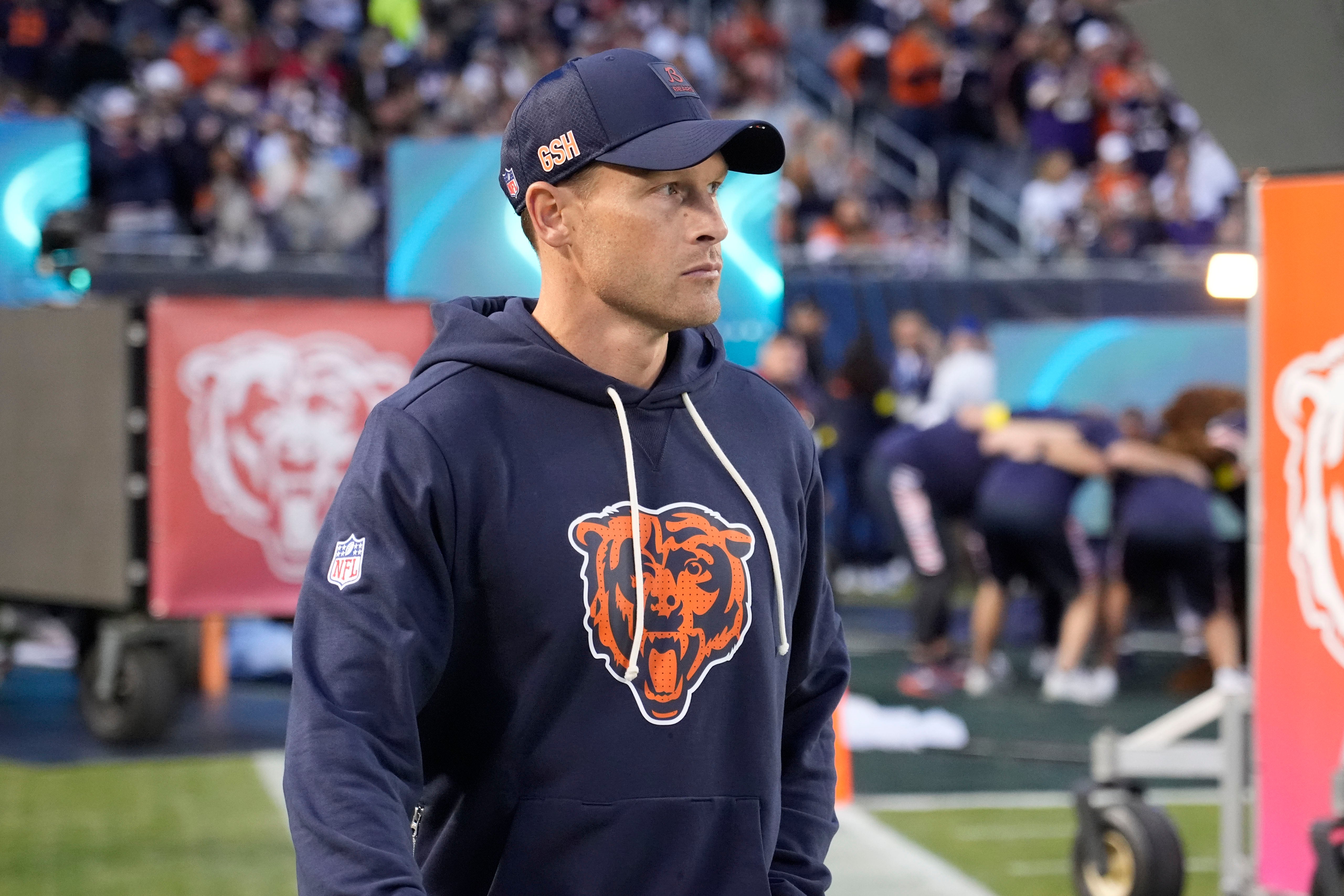Sep 8, 2025; Chicago, Illinois, USA; Chicago Bears head coach Ben Johnson before the game against the Minnesota Vikings at Soldier Field.
