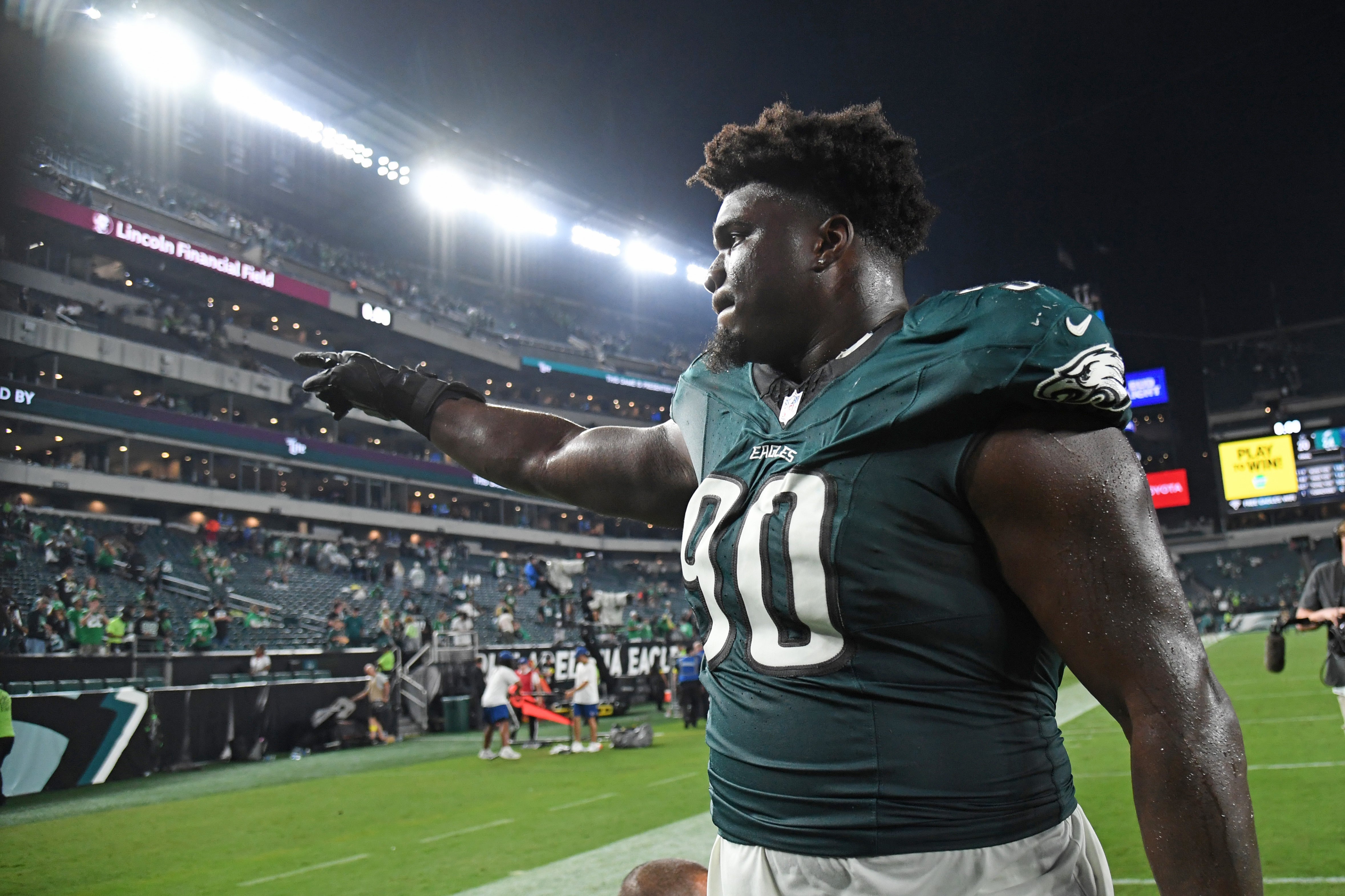 Philadelphia Eagles defensive tackle Jordan Davis (90) against the Dallas Cowboys at Lincoln Financial Field.