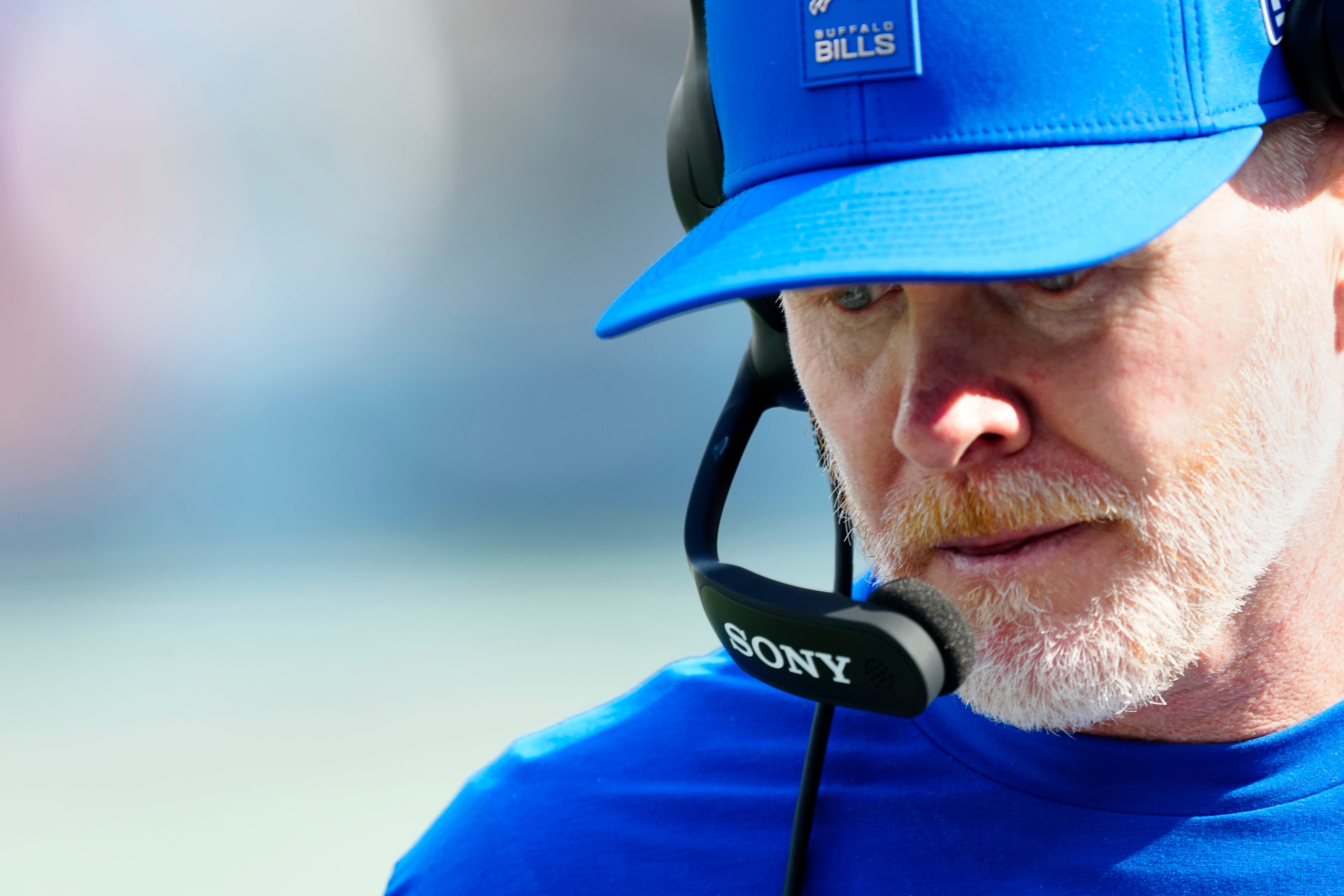 Buffalo Bills Head Coach, Sean McDermott is shown at MetLife Stadium, Sunday, September 14, 2025, in East Rutherford.