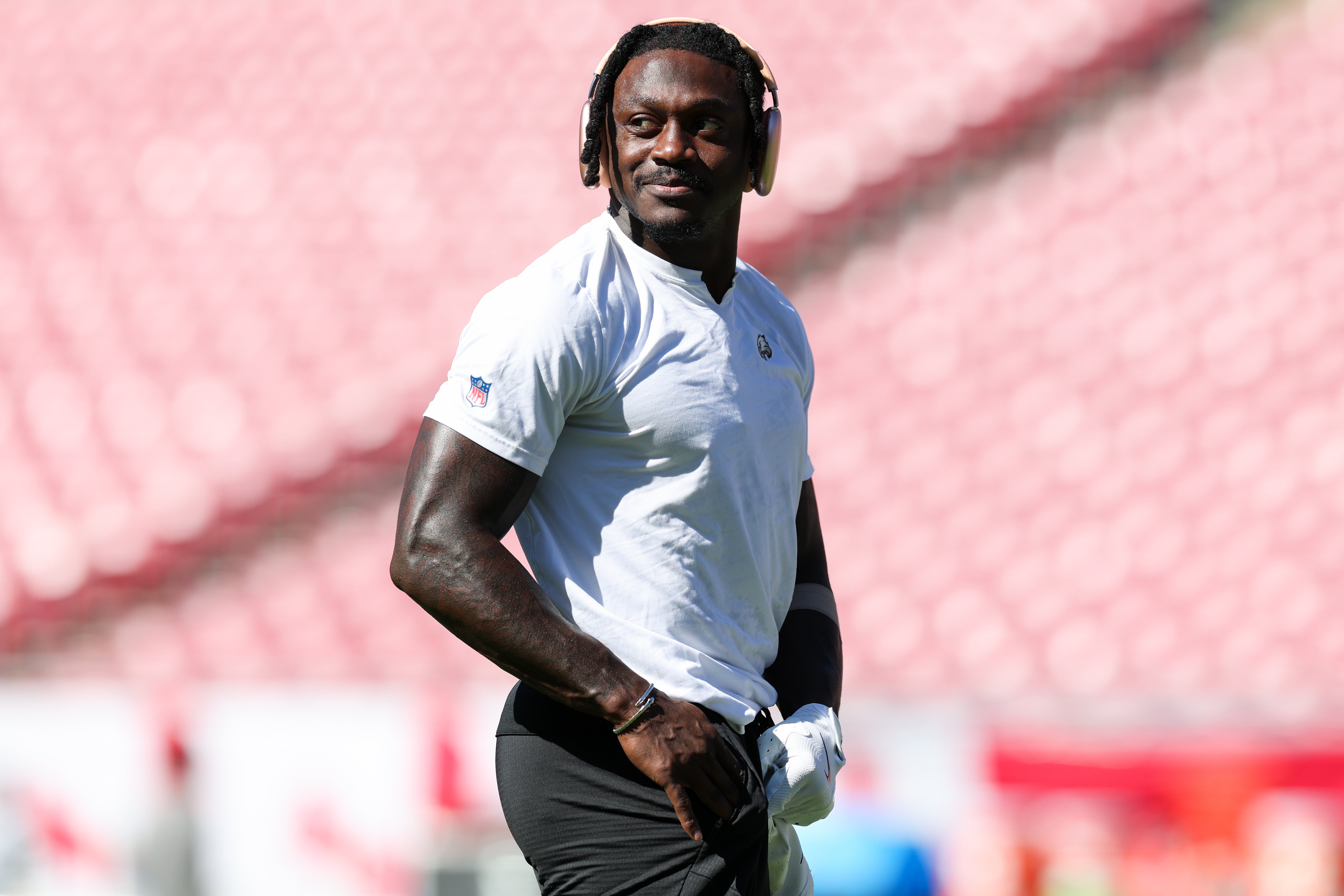 Philadelphia Eagles wide receiver AJ. Brown (11) warms up on the field before the game against the Tampa Bay Buccaneers at Raymond James Stadium.