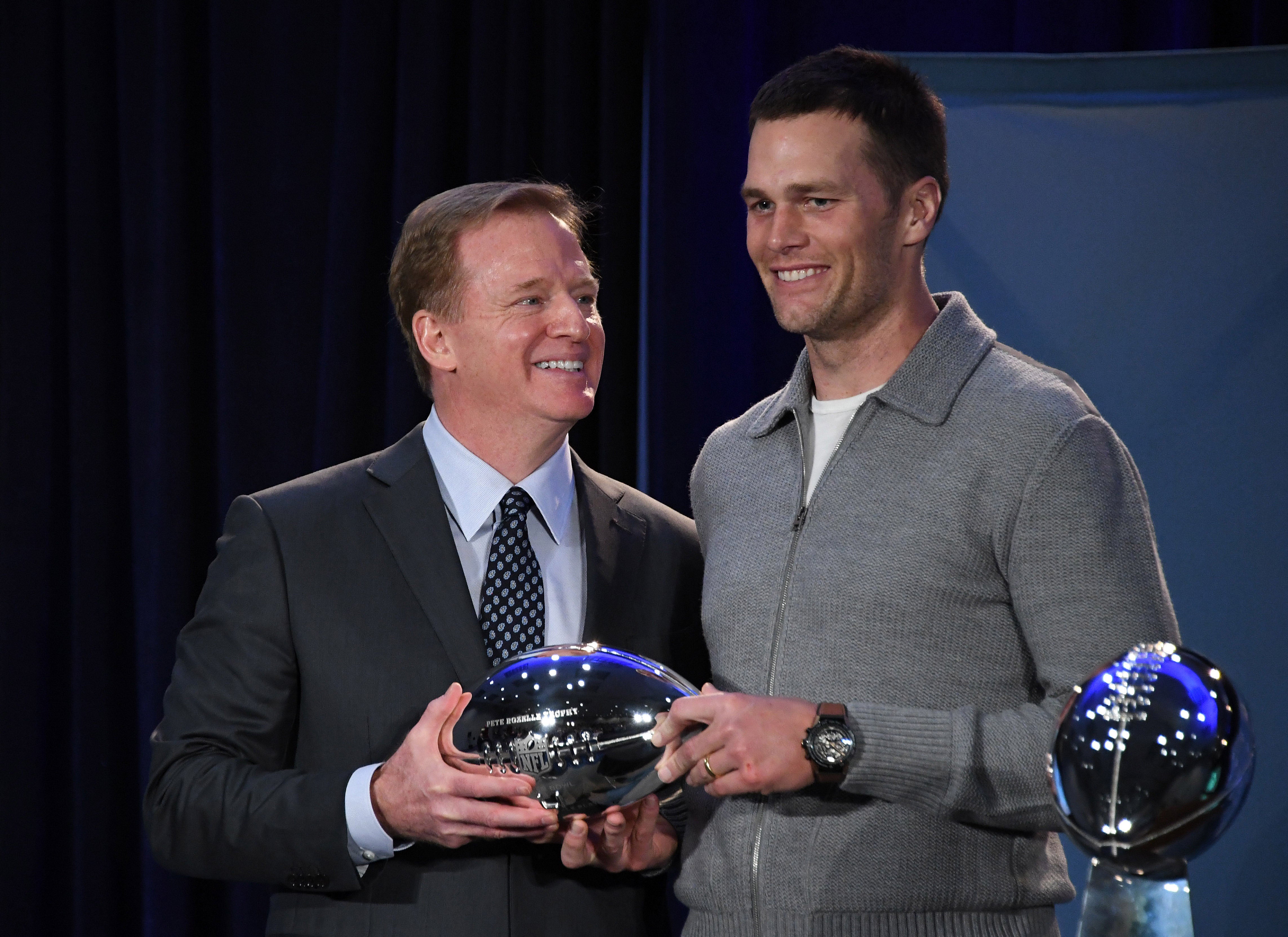 NFL commissioner Roger Goodell and New England Patriots quarterback Tom Brady