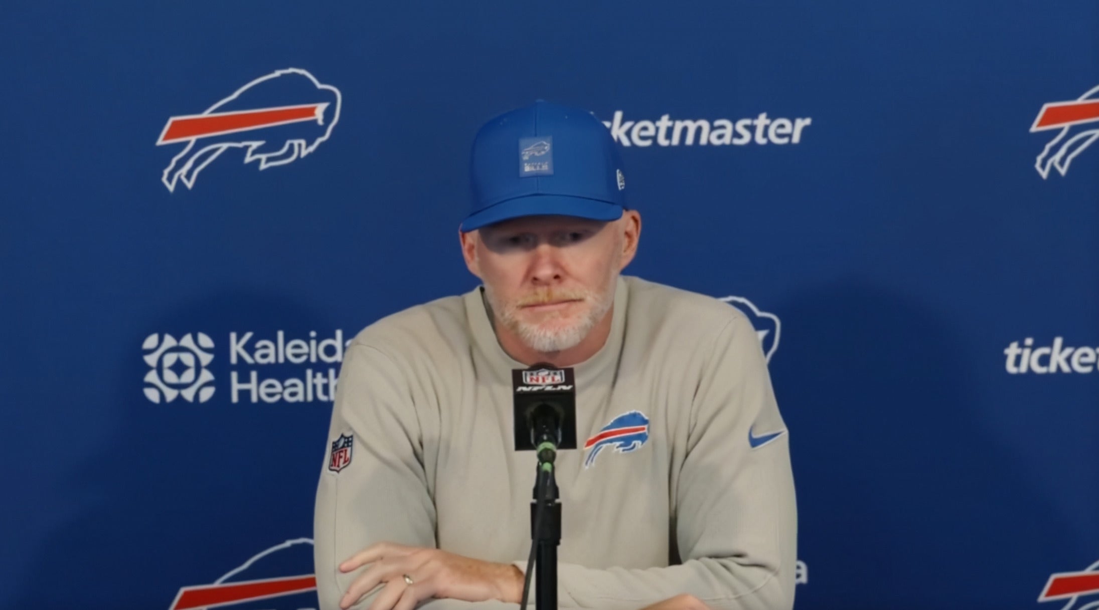 Buffalo Bills head coach Sean McDermott speaks to the media ahead of Week 5 vs. New England Patriots, rules out multiple players for the contest