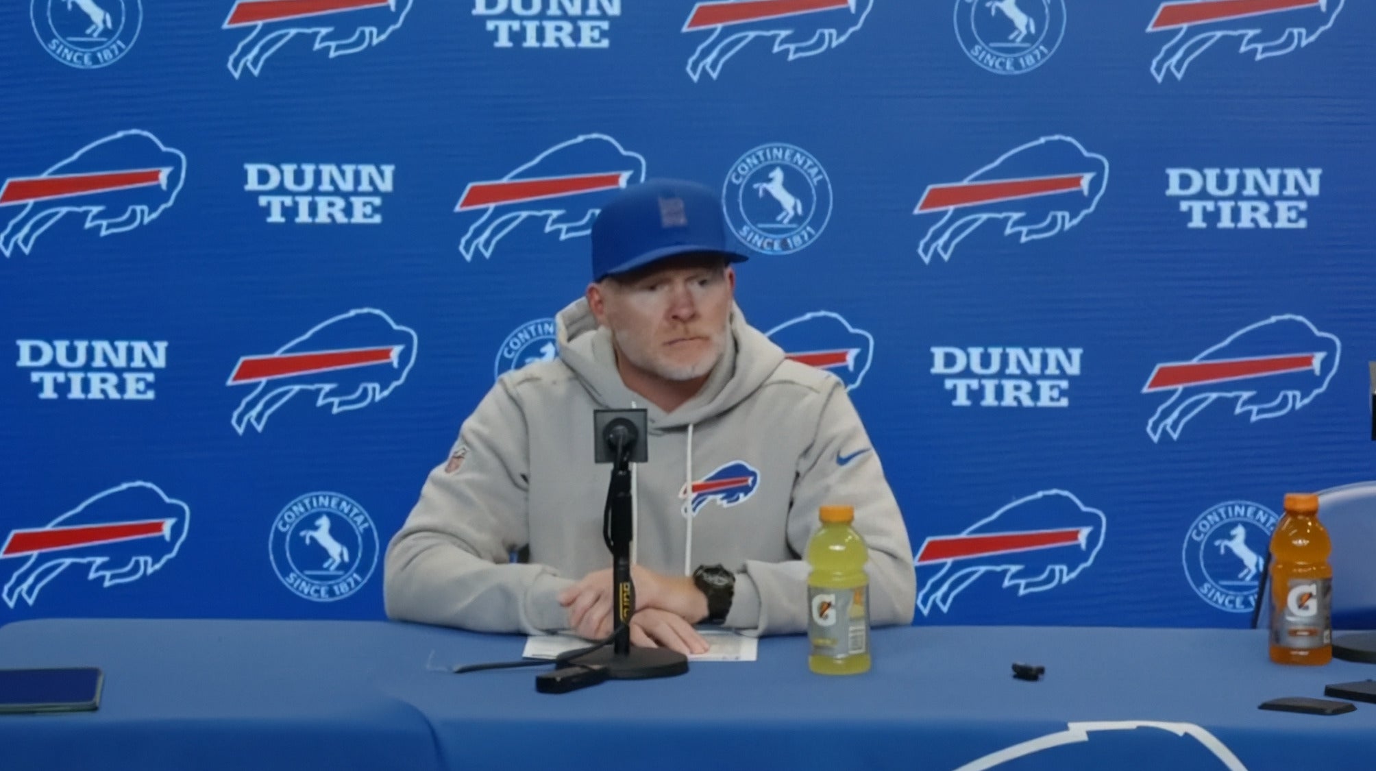 Buffalo Bills head coach Sean McDermott speaks to the media with emotional postgame message after loss to the New England Patriots in Week 5