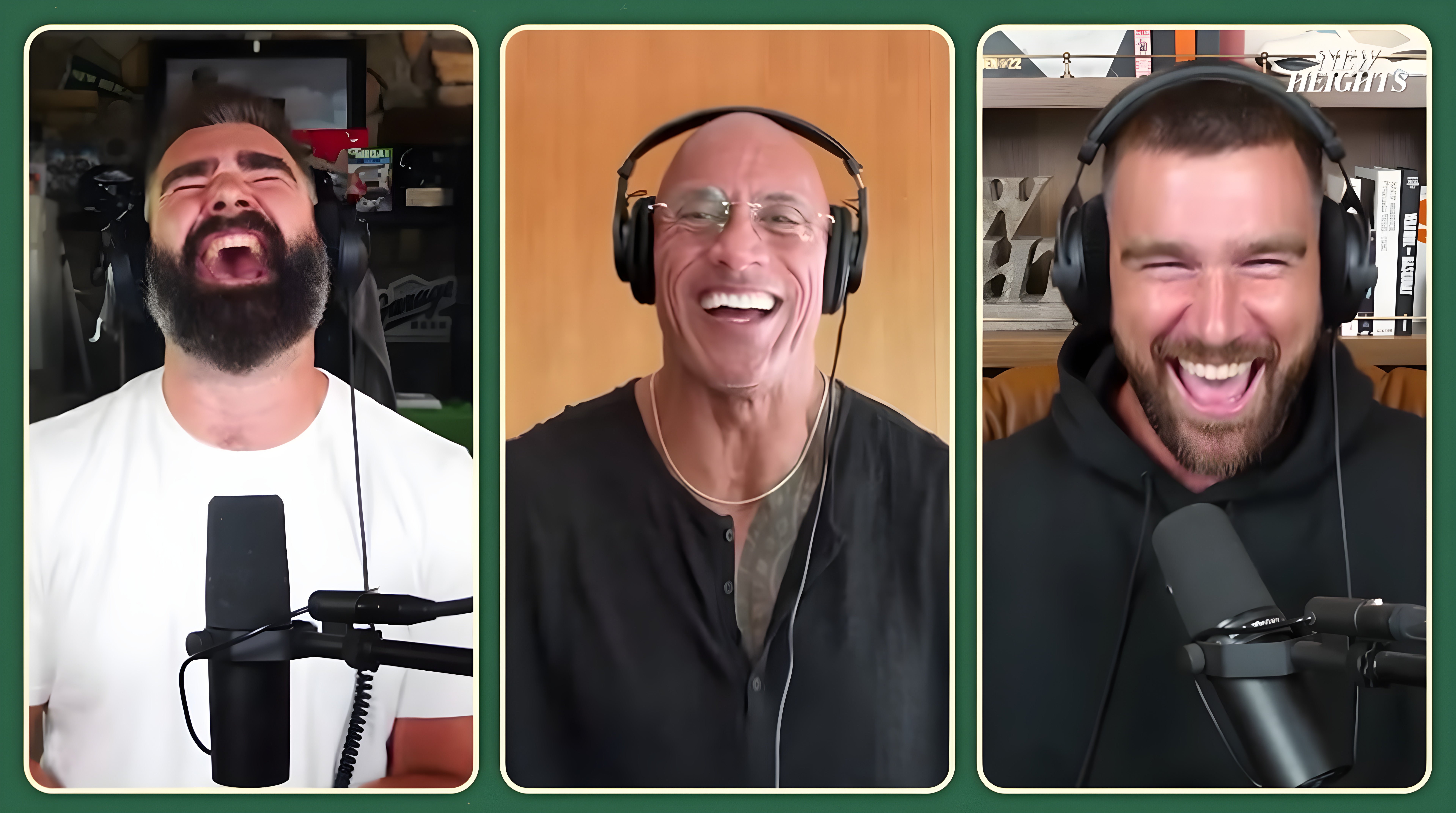 Jason Kelce Travis Kelce Dwayne Johnson New Heights