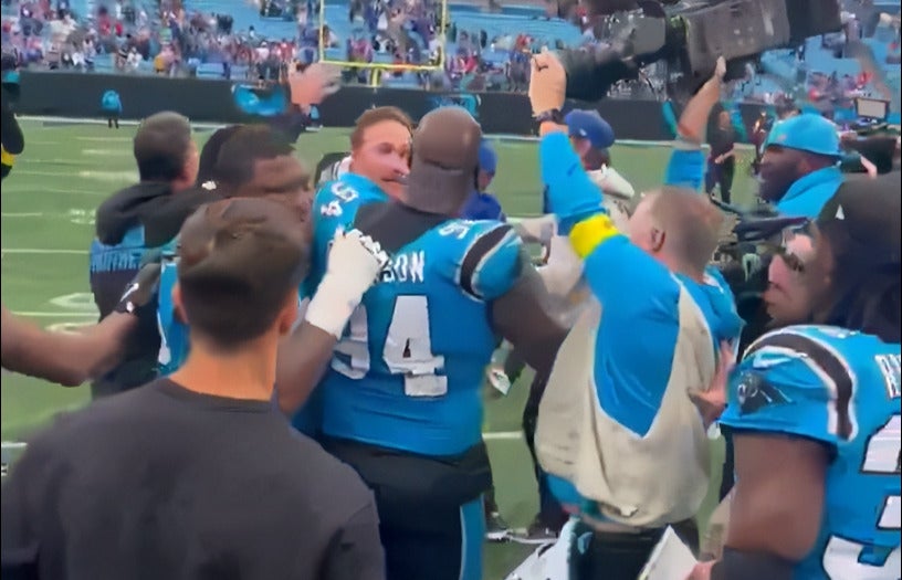 Bills' Dion Dawkins and Panthers' A'Shawn Robinson get into heated altercation just seconds after the game ended