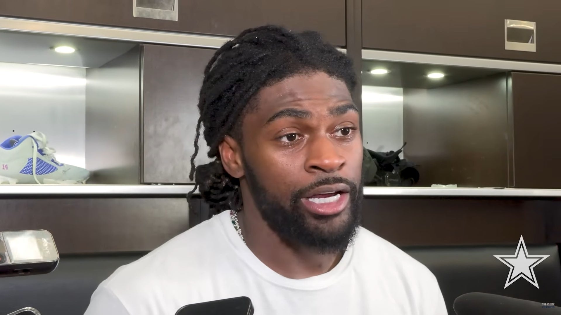 Trevon Diggs talks to reporters ahead of Dallas Cowboys' Week 5 matchup vs New York Jets.