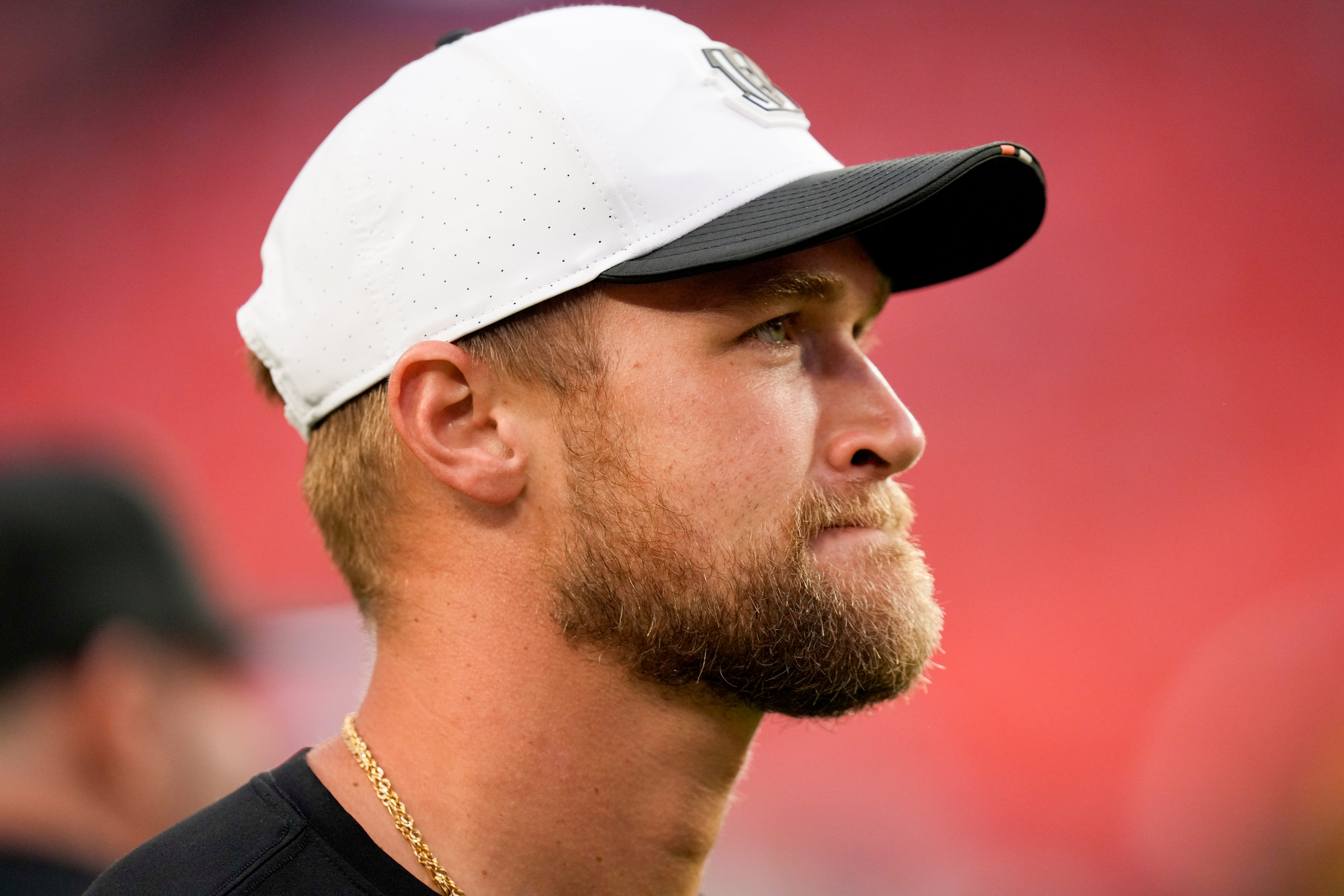Cincinnati Bengals tight end Mike Gesicki (88) walks the field before the first quarter of the NFL Preseason Week 2 game between the Washington Commanders and the Cincinnati Bengals at Northwest Stadium in Landover, Md., on Monday, Aug. 18, 2025.