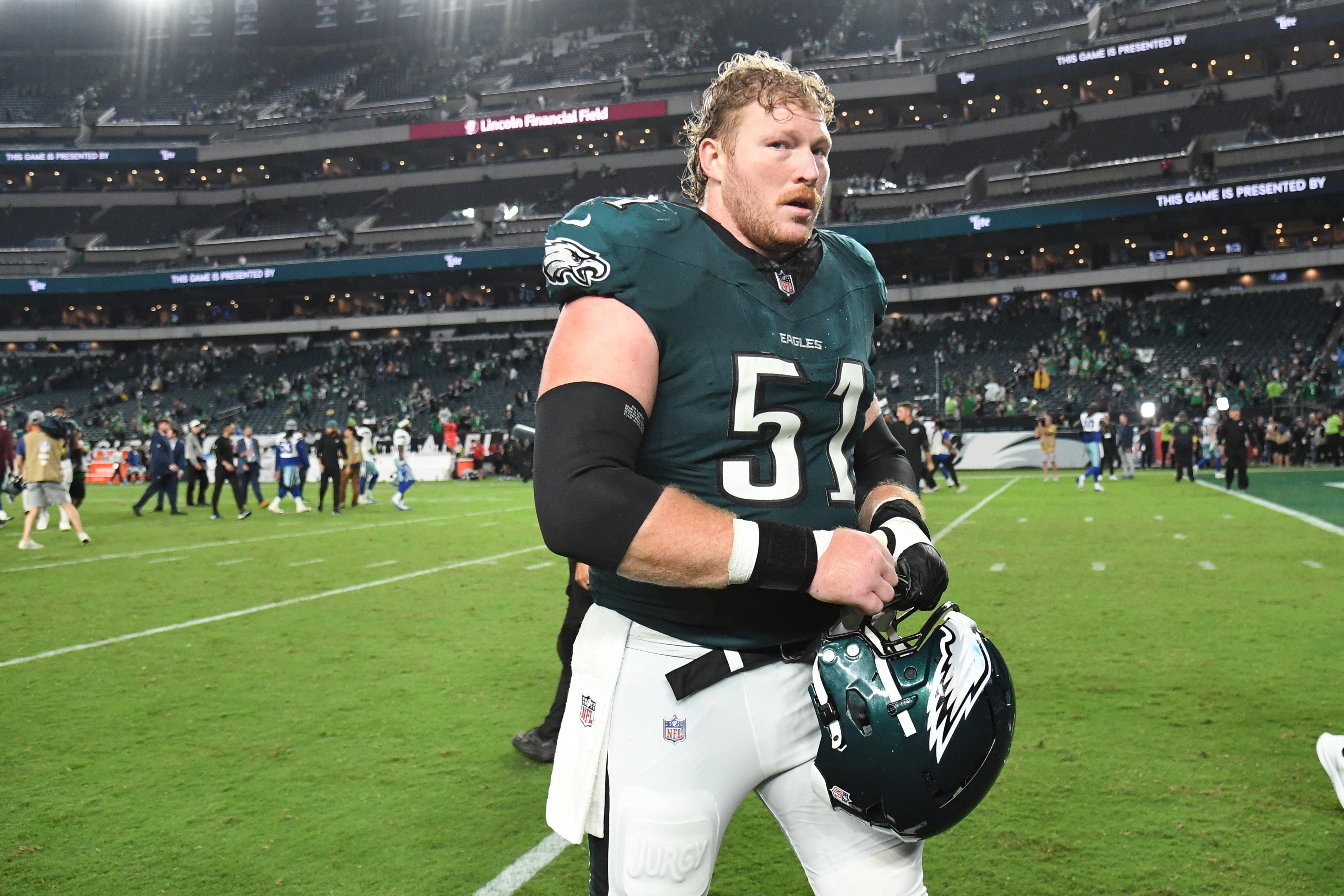 Philadelphia Eagles center Cam Jurgens (51) against the Dallas Cowboys at Lincoln Financial Field.