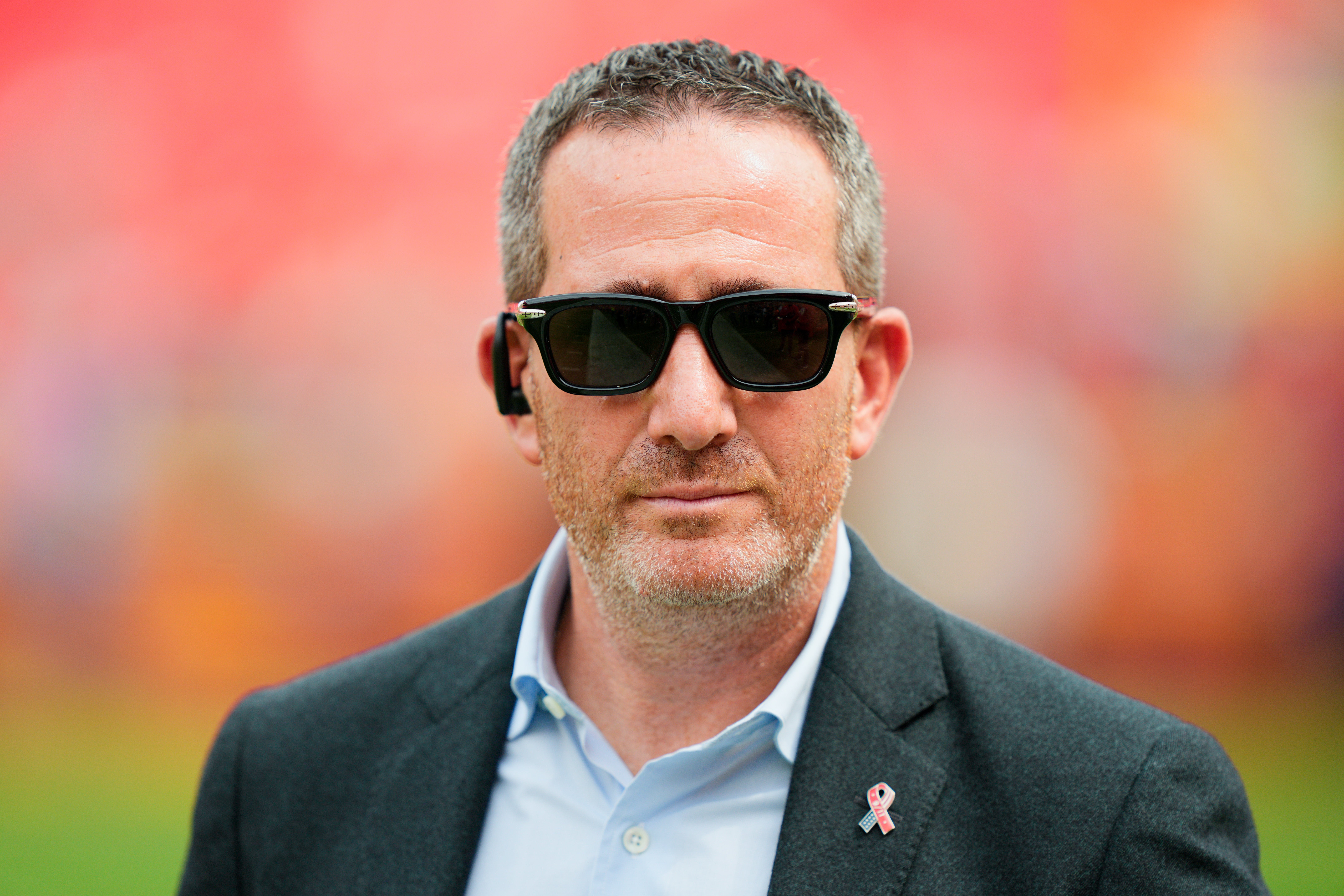Philadelphia Eagles general manager Howie Roseman looks on prior to the game between the Kansas City Chiefs and the Philadelphia Eagles at GEHA Field at Arrowhead Stadium.
