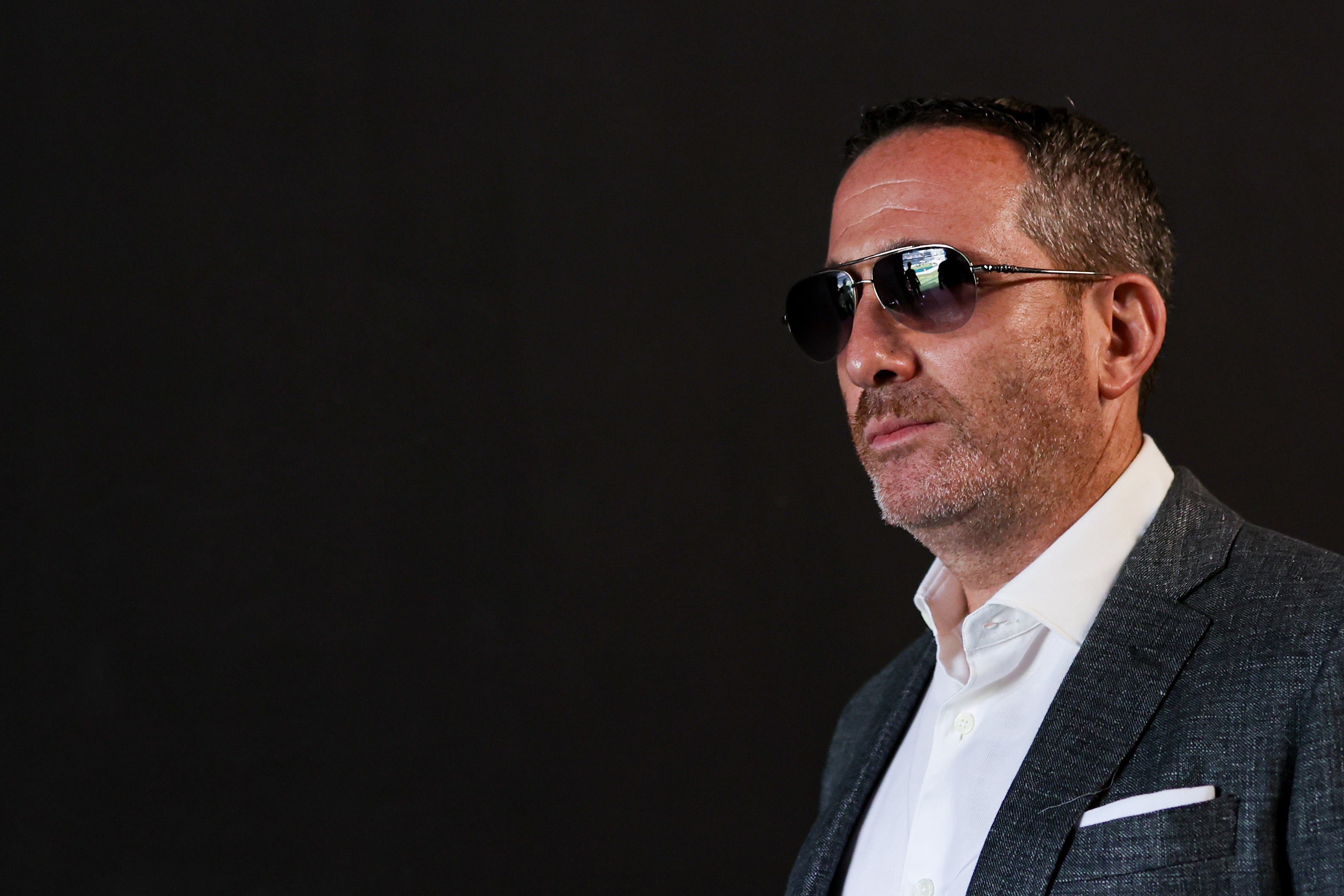 Philadelphia Eagles general manager Howie Roseman walk out of the team tunnel before a game against the Los Angeles Rams at Lincoln Financial Field.