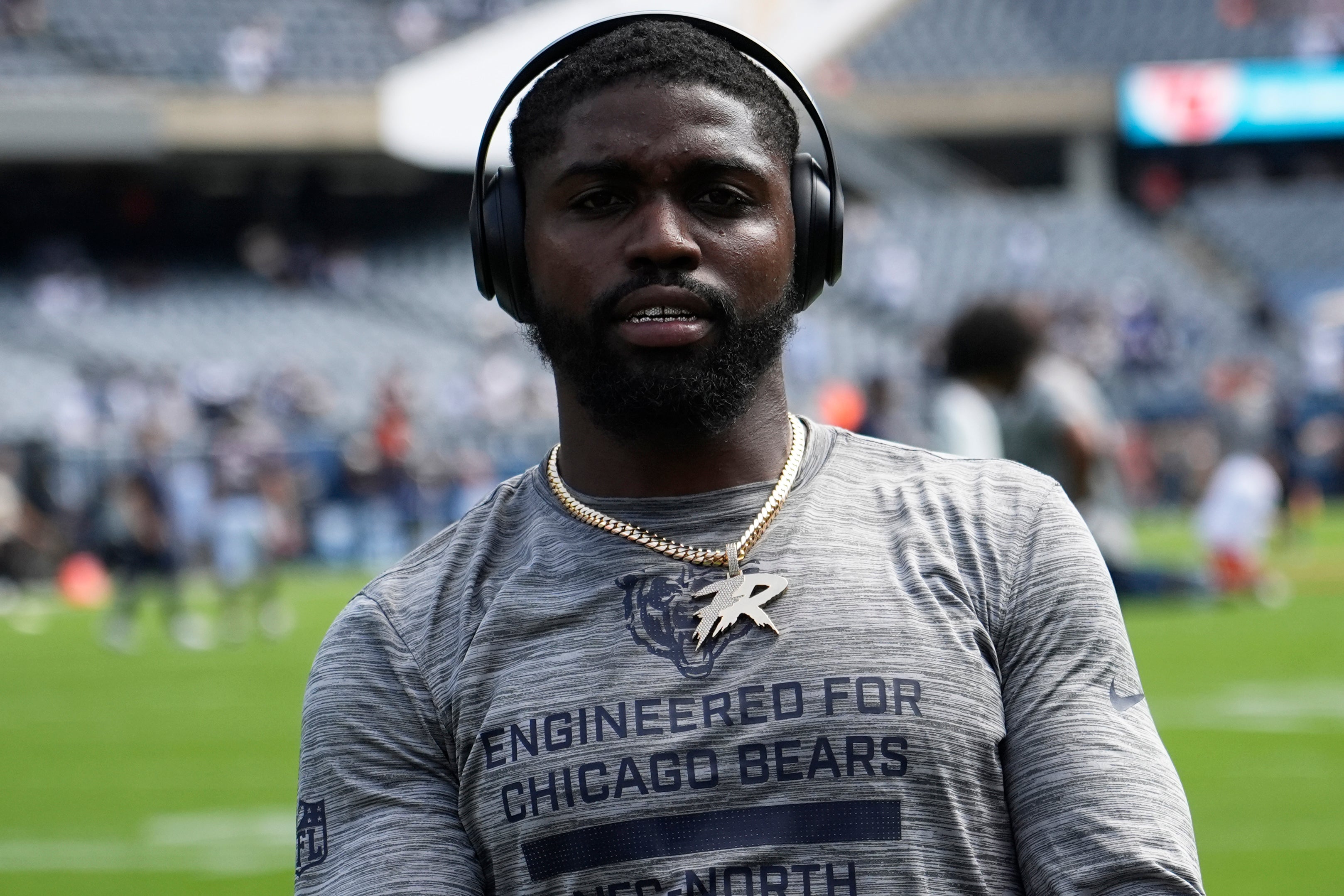 Sep 21, 2025; Chicago, Illinois, USA; Chicago Bears cornerback Tyrique Stevenson (29) before the game against the Dallas Cowboys at Soldier Field.