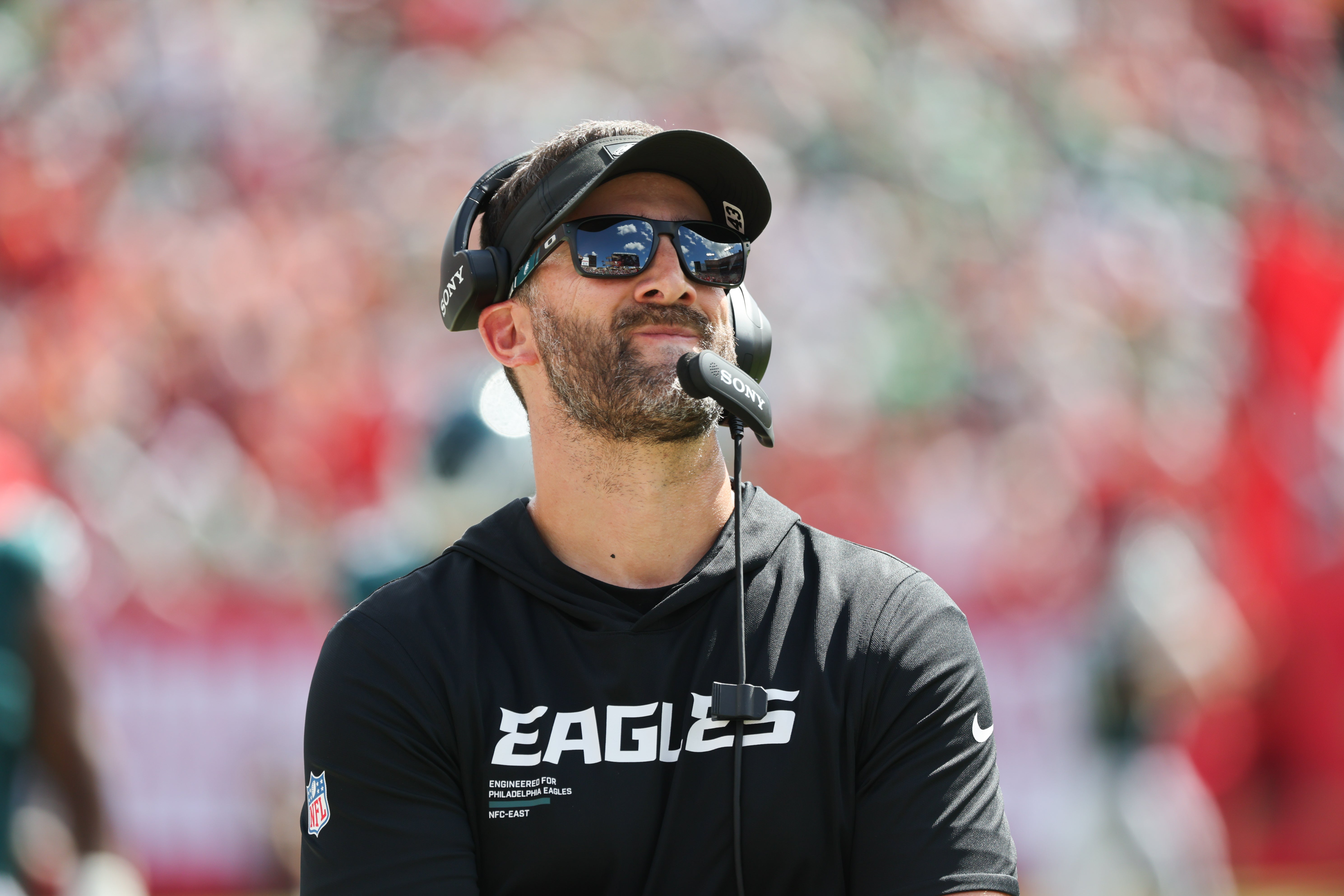 Philadelphia Eagles head coach Nick Sirianni looks on during the second half against the Tampa Bay Buccaneers at Raymond James Stadium. Kim Klement Neitzel-Imagn Images