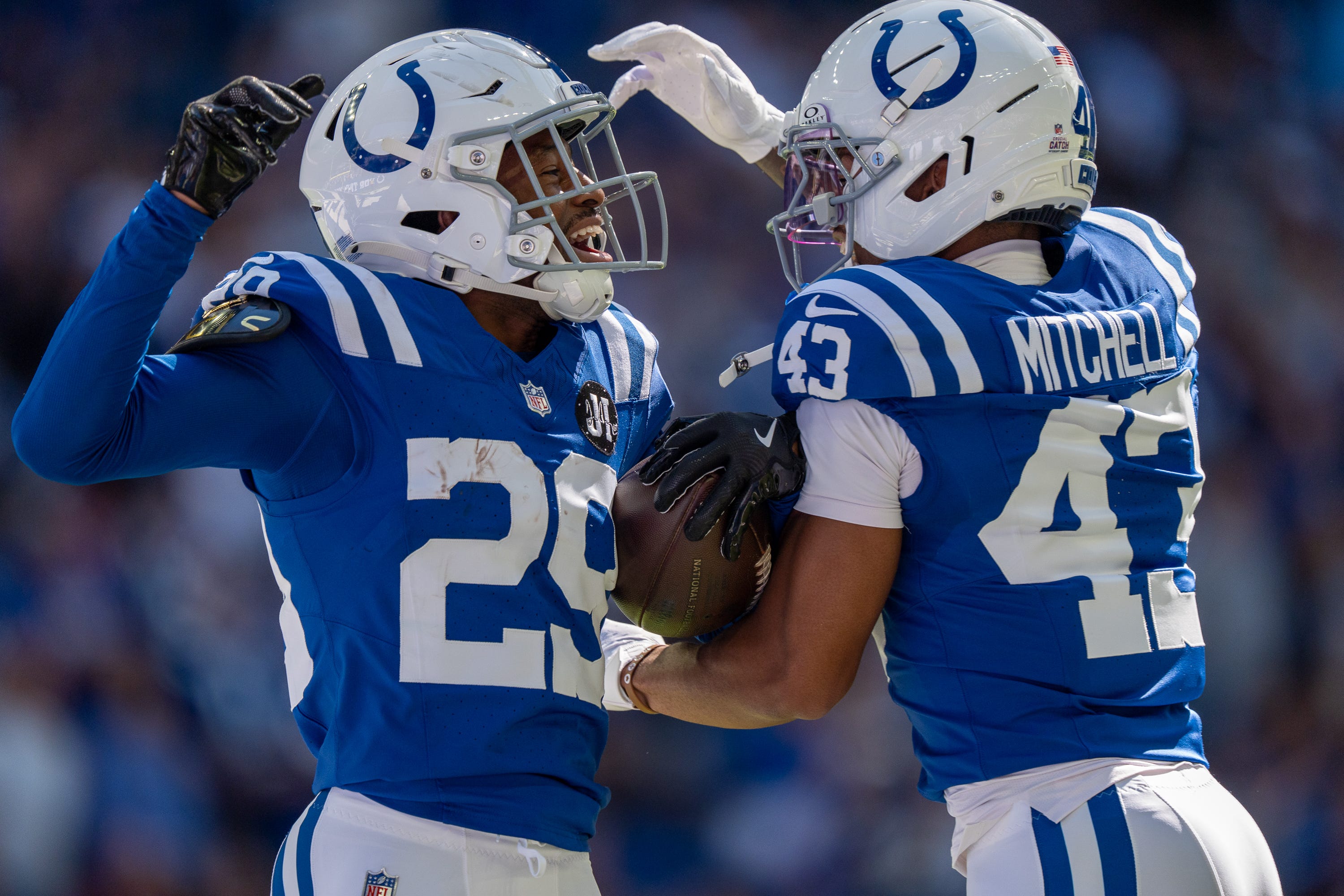 Colts CB Mekhi Blackmon celebrates touchdonw though