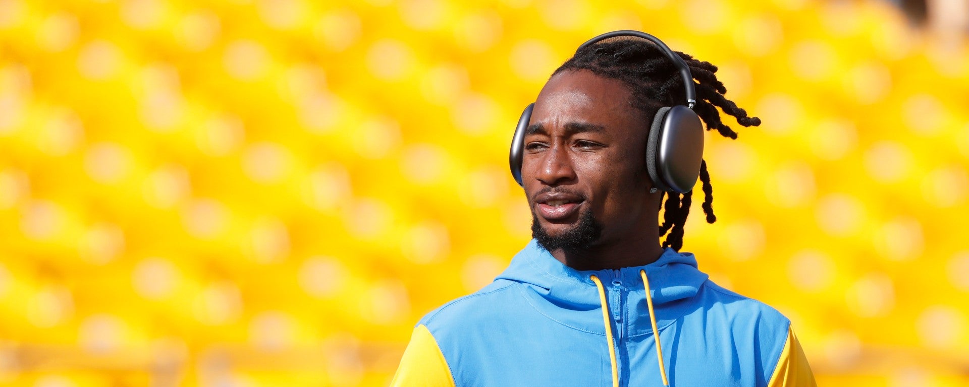 Sep 22, 2024; Pittsburgh, Pennsylvania, USA; Los Angeles Chargers cornerback Asante Samuel Jr. (26) walks the field before playing the Pittsburgh Steelers at Acrisure Stadium.