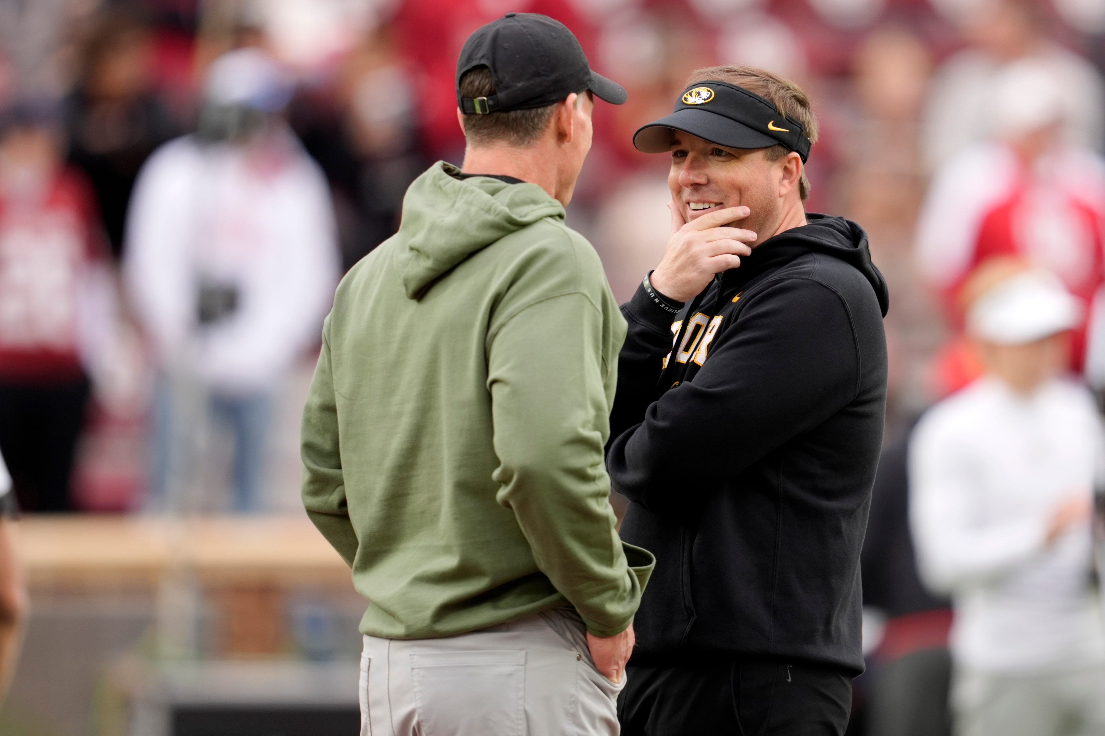 Oklahoma Sooners head coach Brent Venables Missouri head coach Eliah Drinkwitz