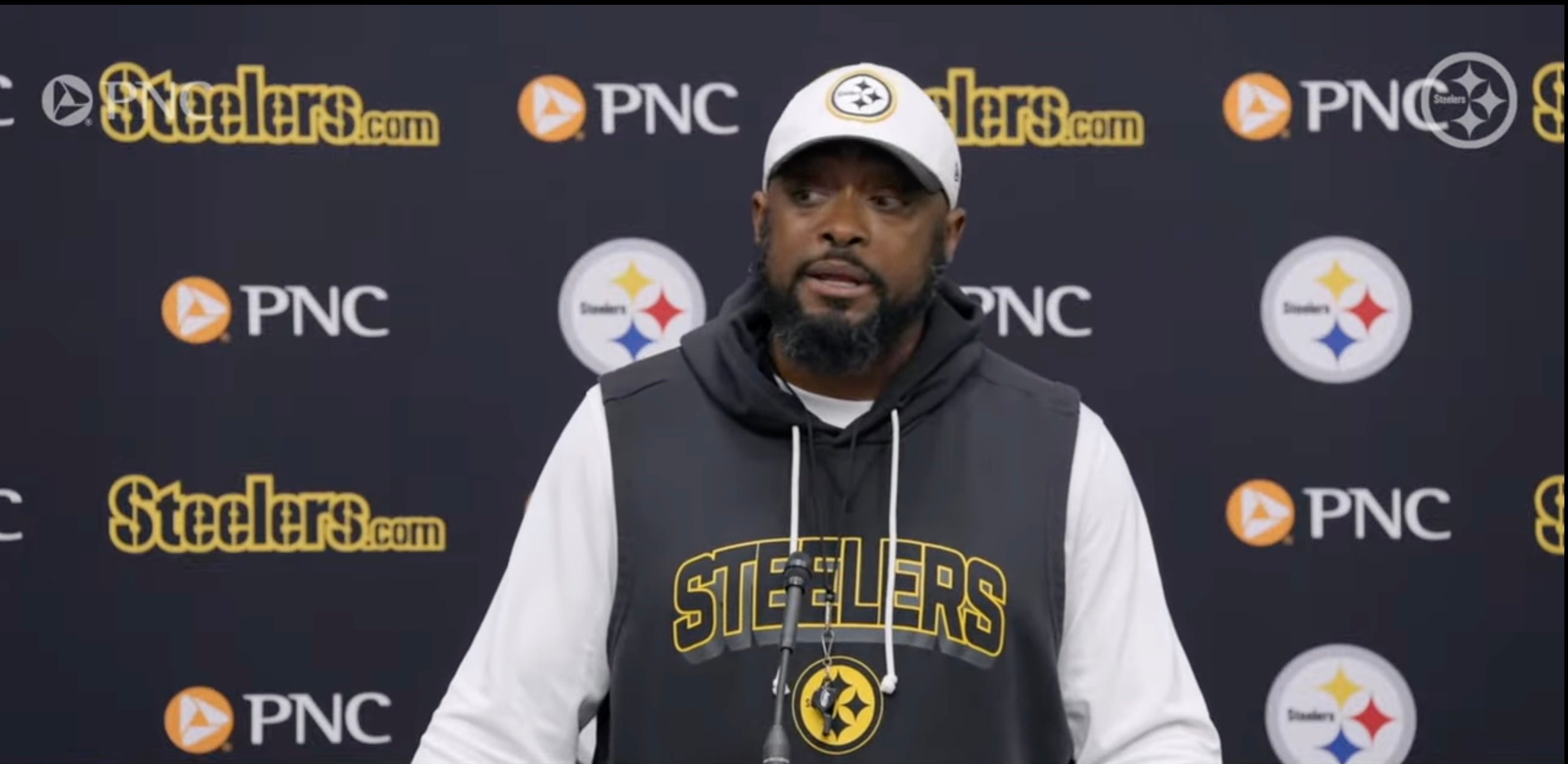 Pittsburgh Steelers HC Mike Tomlin speaks to the media ahead of Week 13, 2025 matchup vs. Buffalo Bills, 11/25/25.