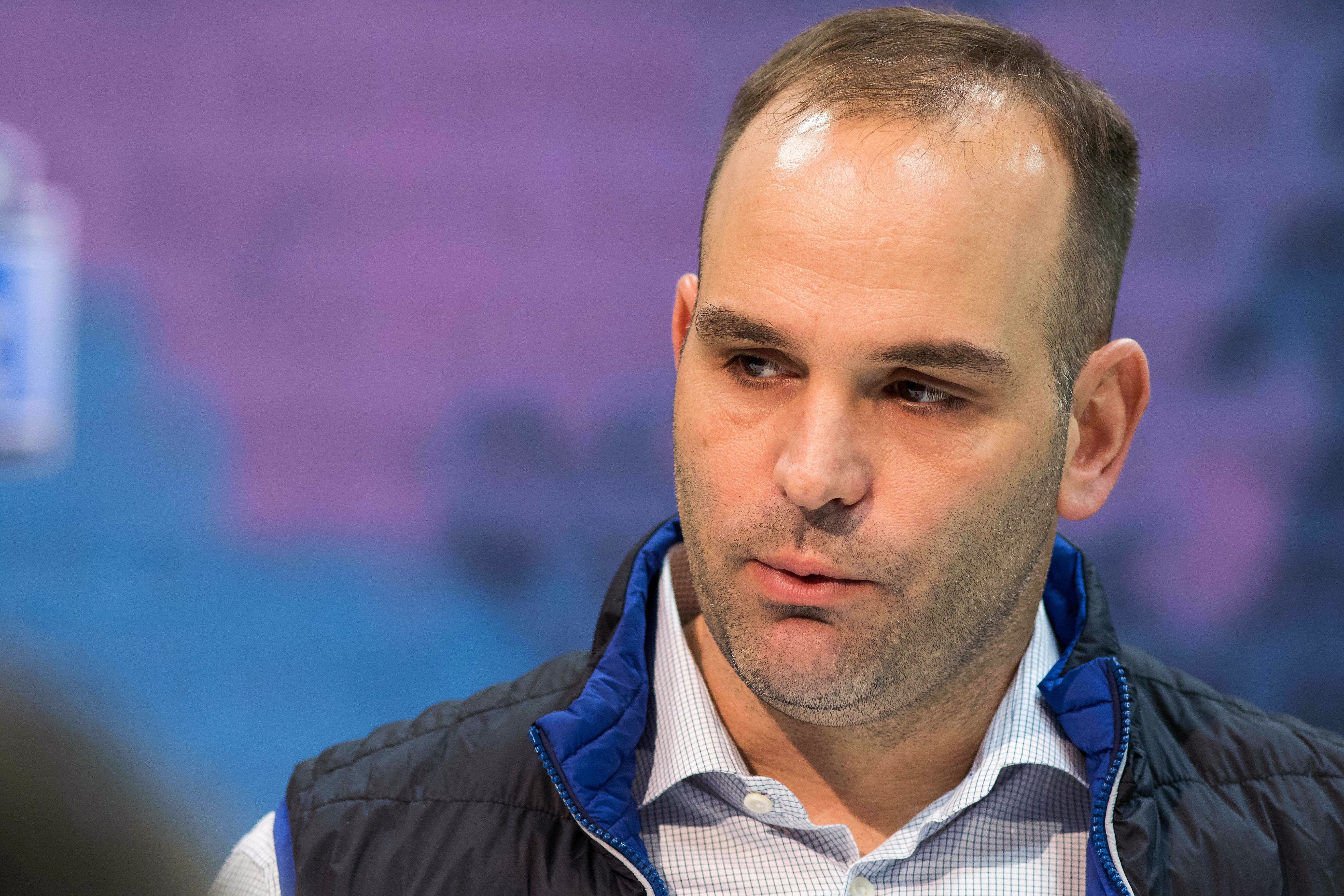 Feb 27, 2019; Indianapolis, IN, USA; Jacksonville Jaguars general manager Dave Caldwell speaks to media during the 2019 NFL Combine at Indianapolis Convention Center.