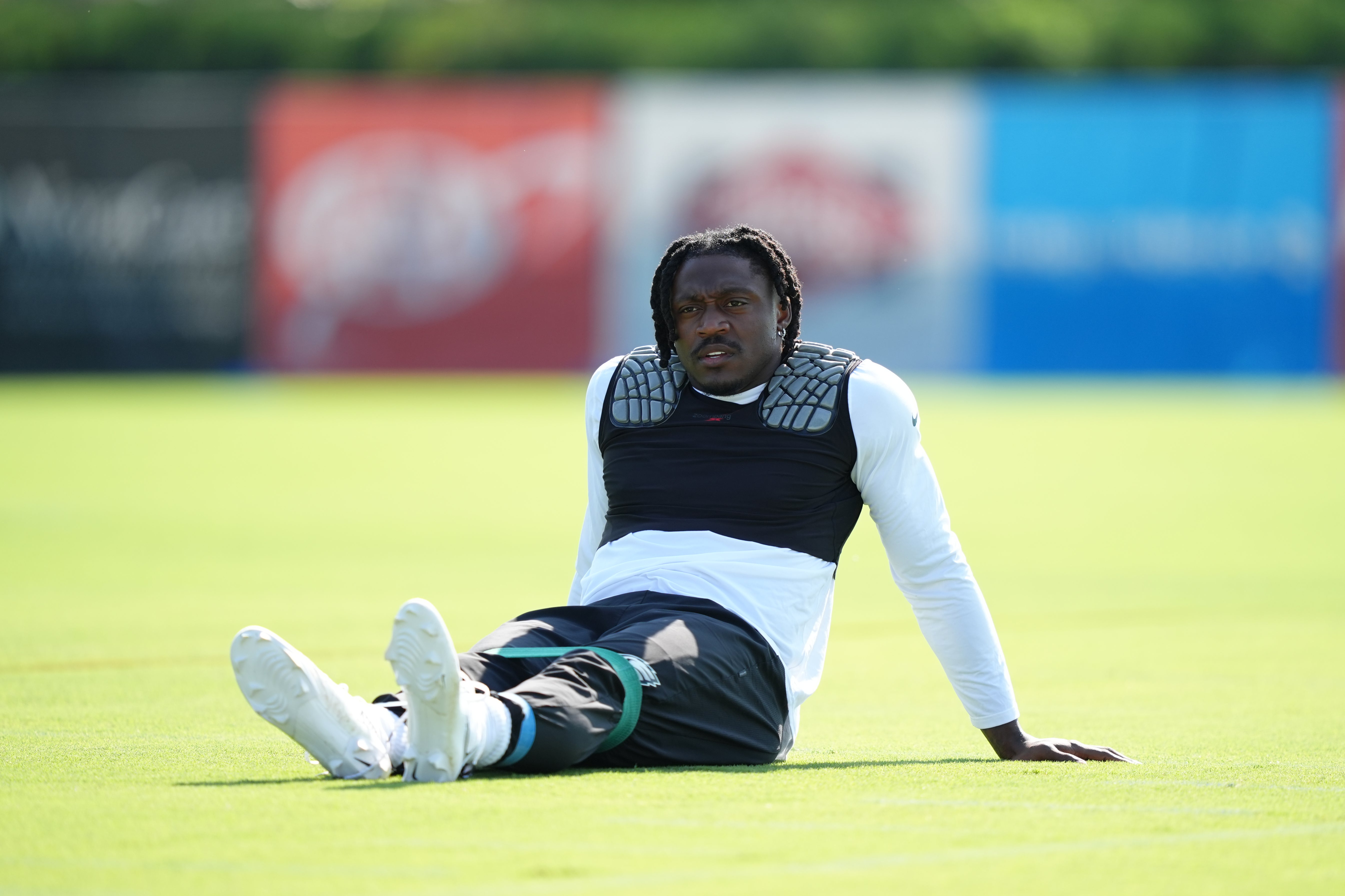 Philadelphia Eagles wide receiver A.J. Brown (11) warms up during training camp at NovaCare Complex.