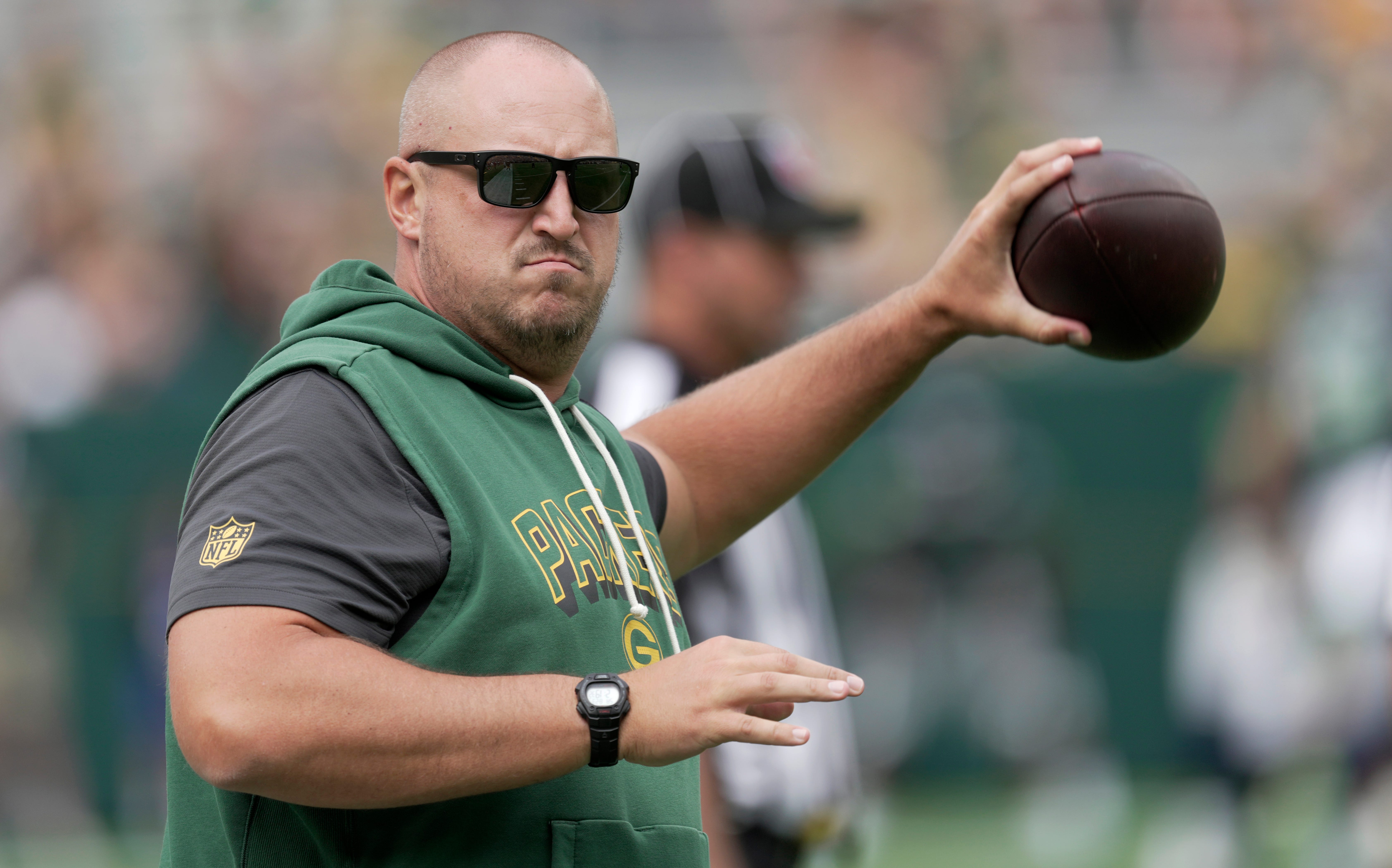 Green Bay Packers offensive coordinator Adam Stenavich is shown before their preseason game against there Seattle Seahawks Saturday, August 23, 2025 at Lambeau Field in Green Bay, Wisconsin.