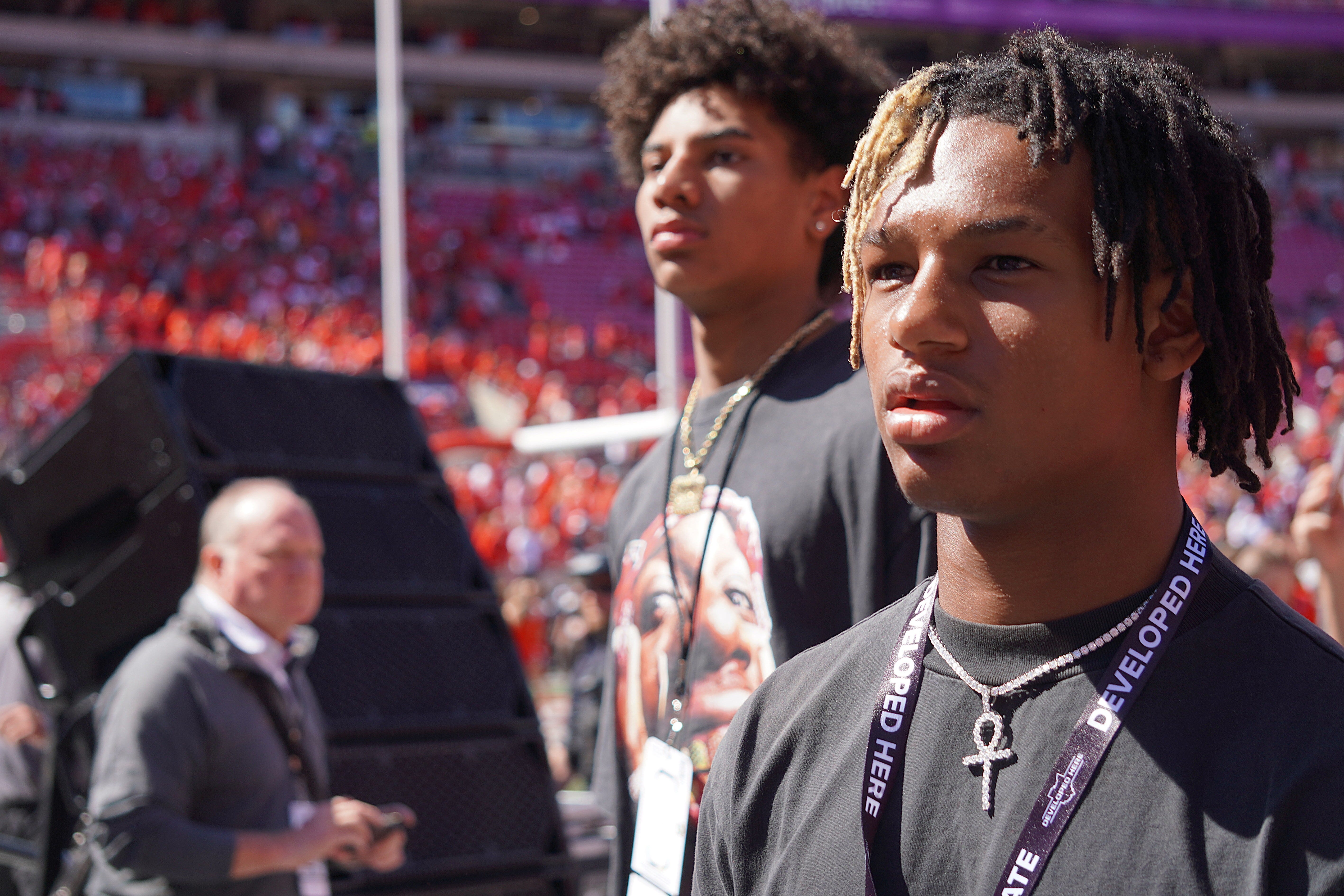Ace Alston, Anderson defensive back, soaks up the atmosphere of the game between the Ohio State Buckeyes and Texas Longhorns at Ohio Stadium on Aug. 30, 2025.
