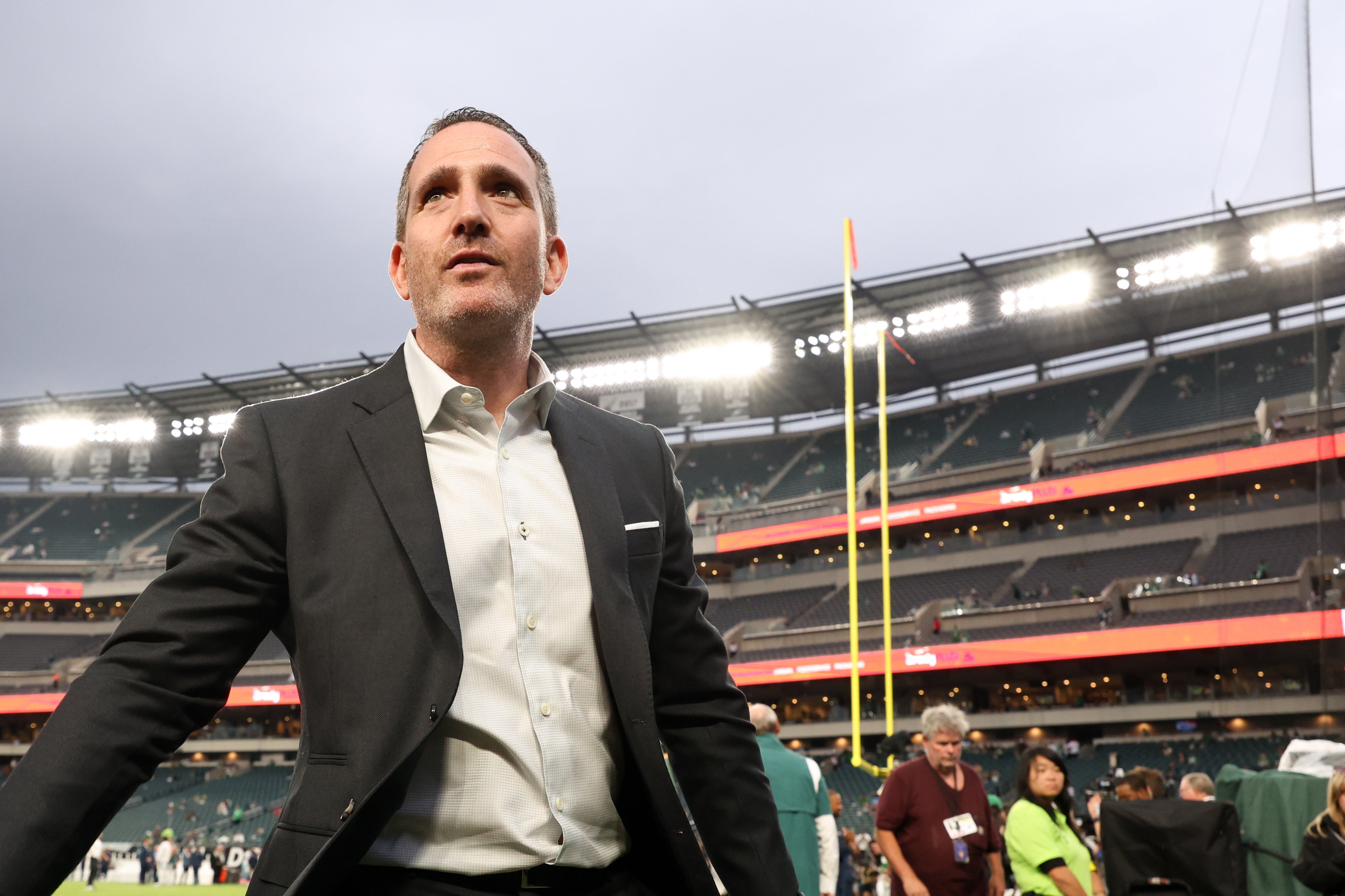Philadelphia Eagles general manager Howie Roseman looks on before the game between the Philadelphia Eagles and the Dallas Cowboys at Lincoln Financial Field.