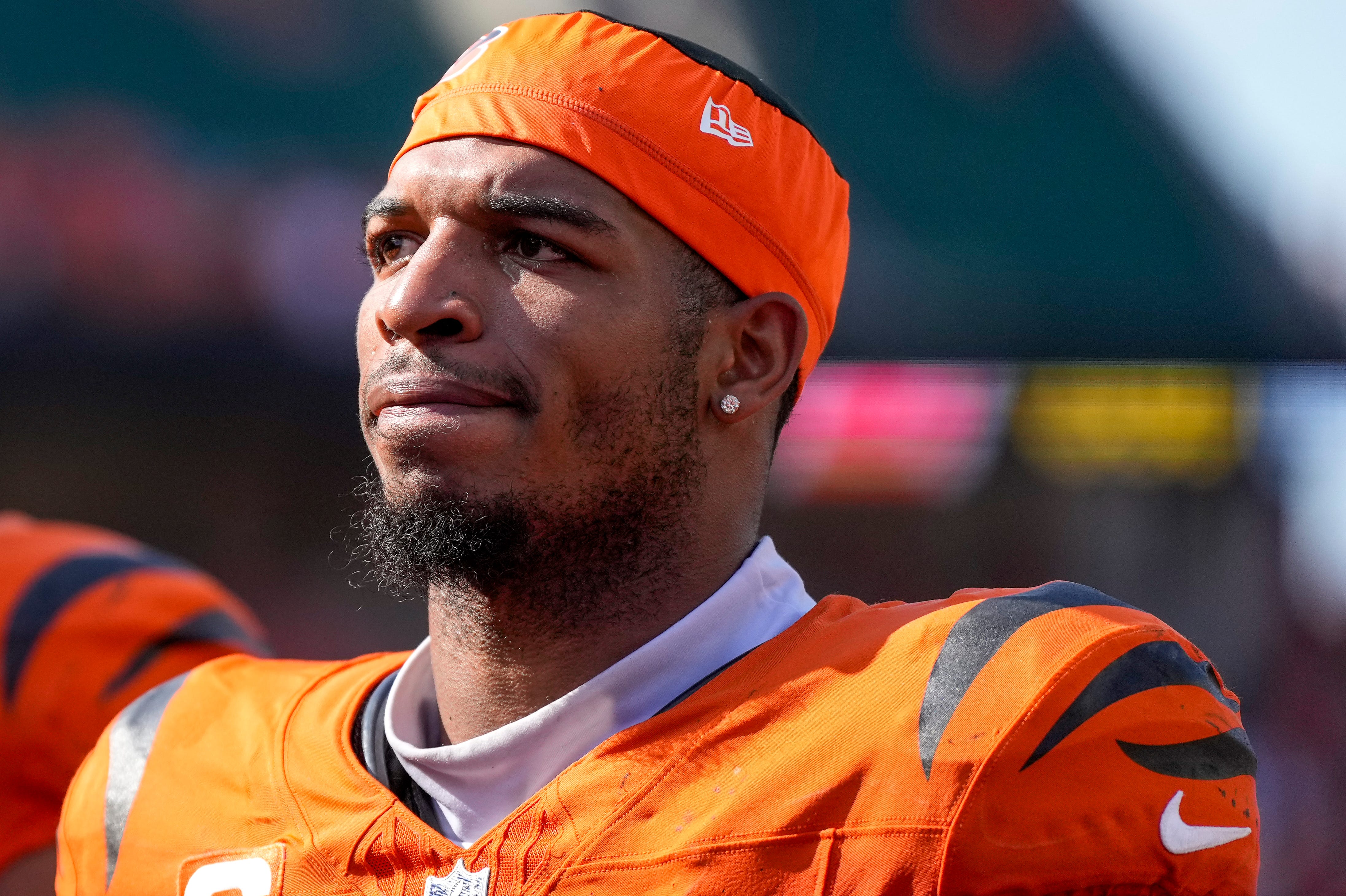 Cincinnati Bengals wide receiver Ja'Marr Chase (1) walks for the locker room after the fourth quarter of the NFL Week 2 game between the Cincinnati Bengals and the Jacksonville Jaguars at Paycor Stadium in downtown Cincinnati on Sunday, Sept. 14, 2025. The Bengals came back from a halftime deficit to win 31-27.